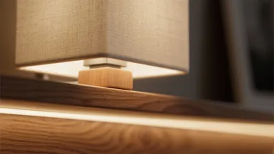 Warm Wooden Table Lamp with Soft Glow