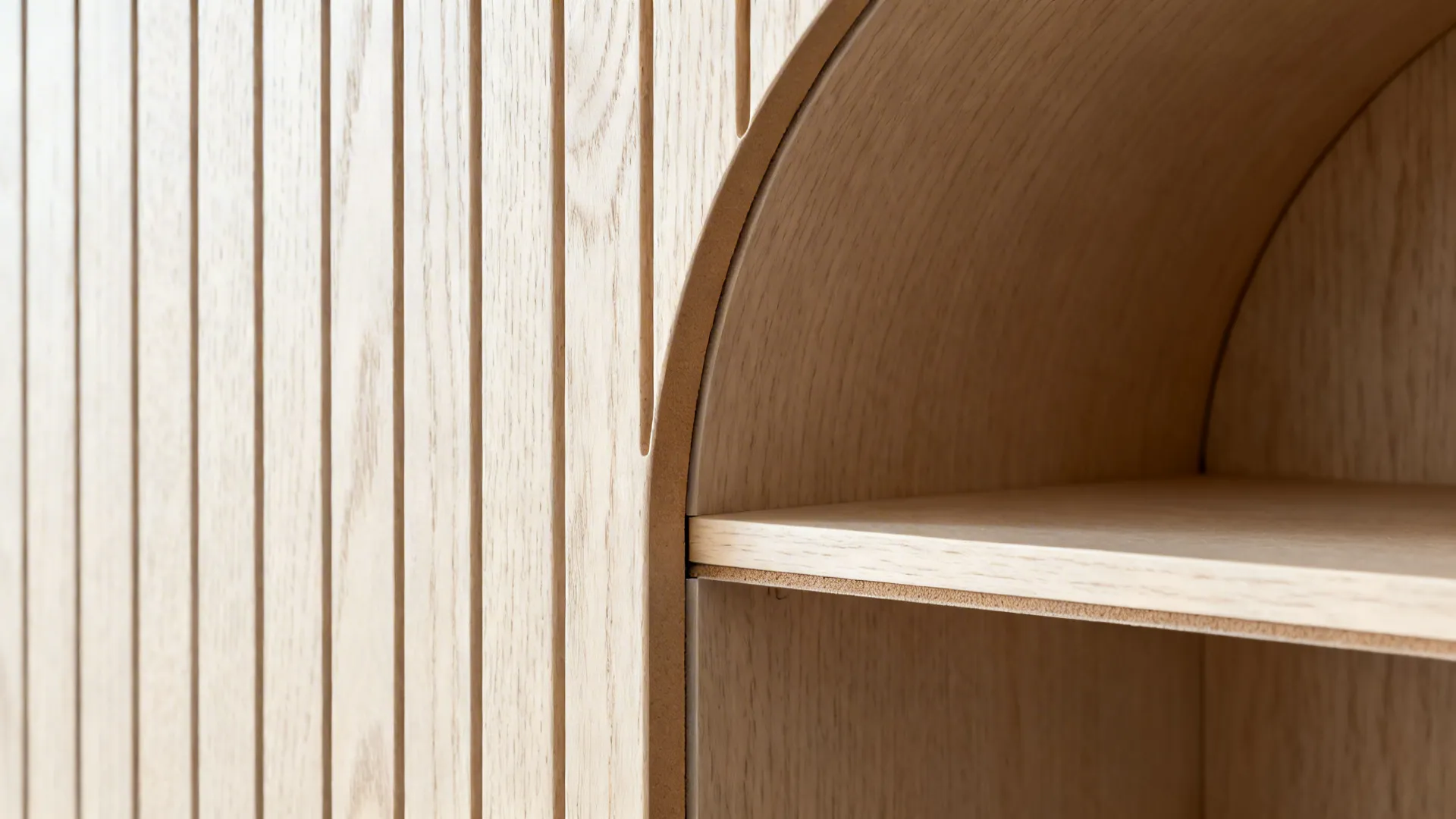 2) Timber-Clad Arch with Hidden Storage Shelves