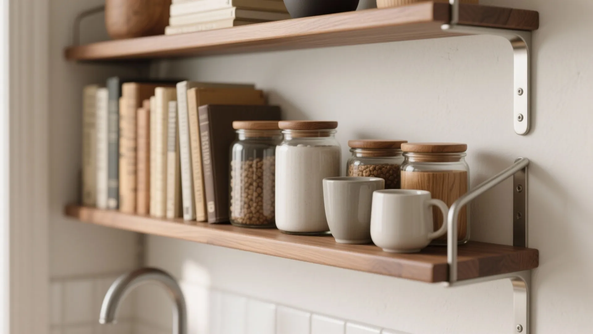 Minimalist kitchen storage with study-room discipline