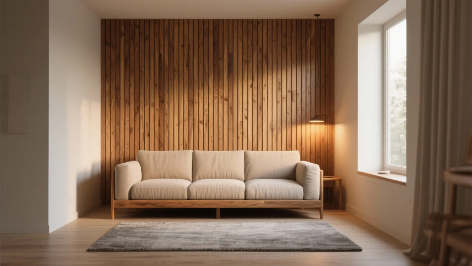 Slatted Wood Accents for Warmth