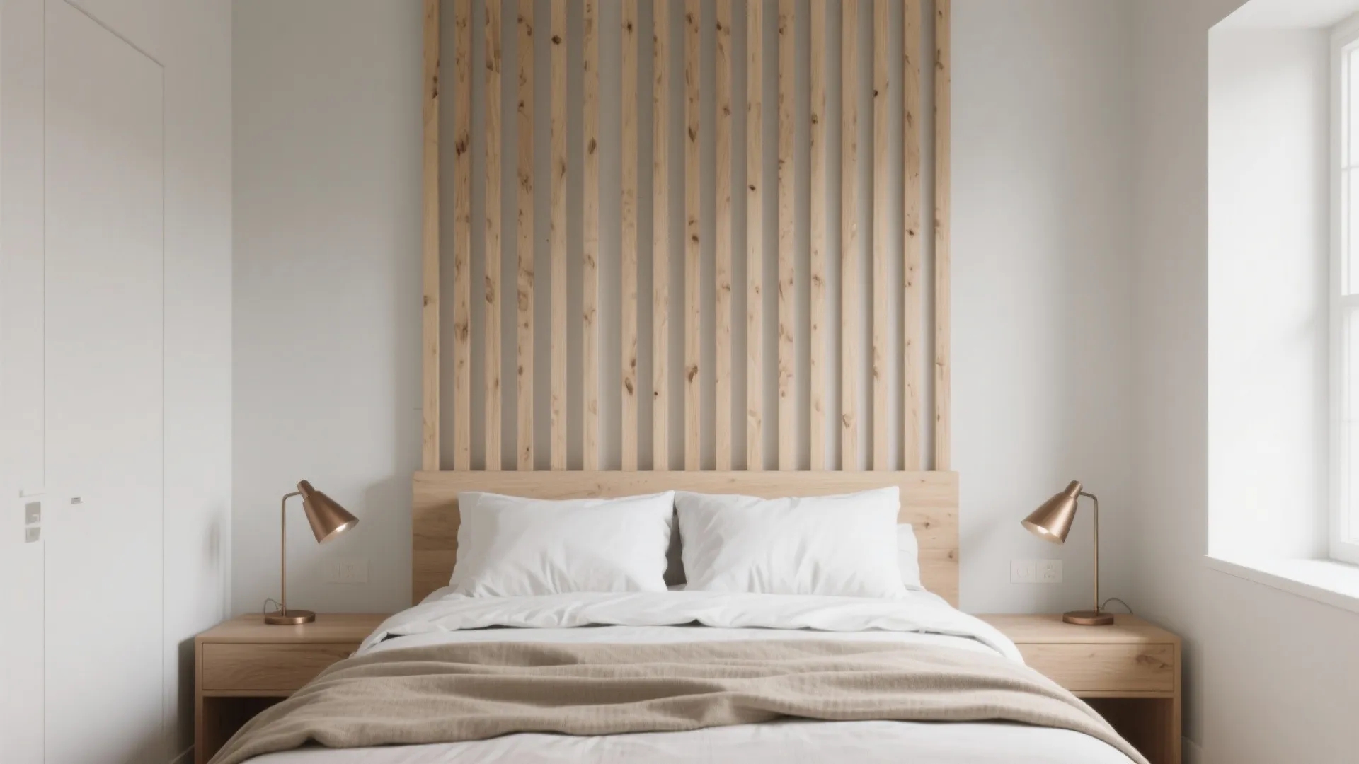 Warm Minimalist Wood Slat Accent Wall