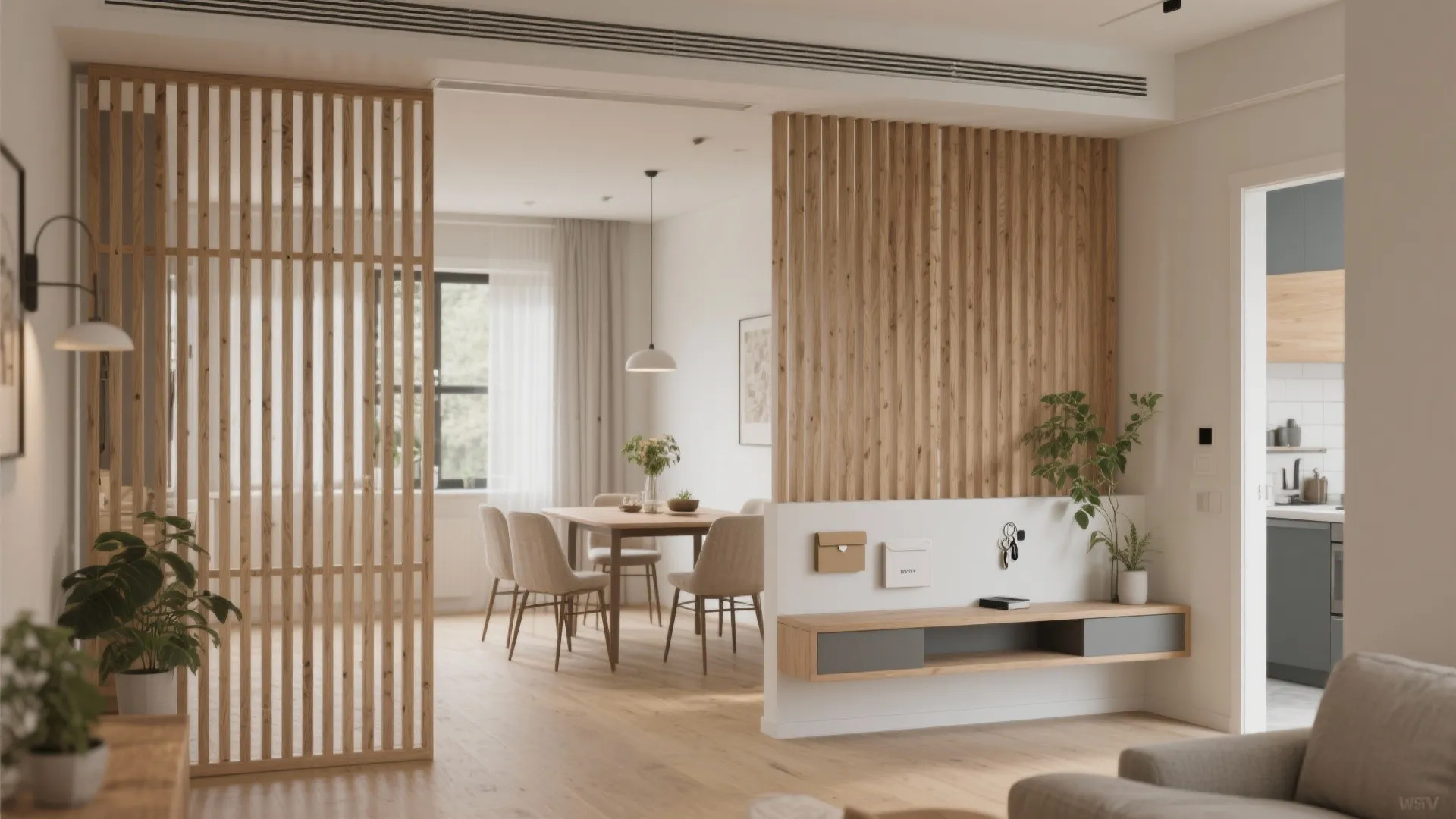 Slatted Wood Screens for Warm Zoning