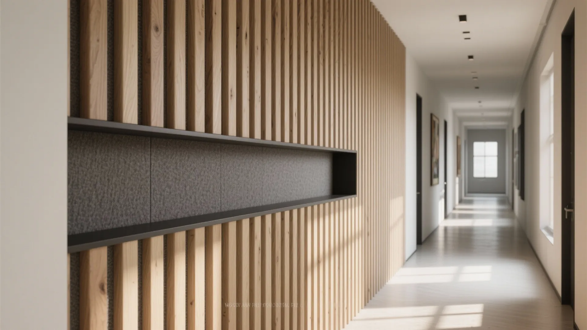 Oak Slat Feature Walls for Narrow Hallways