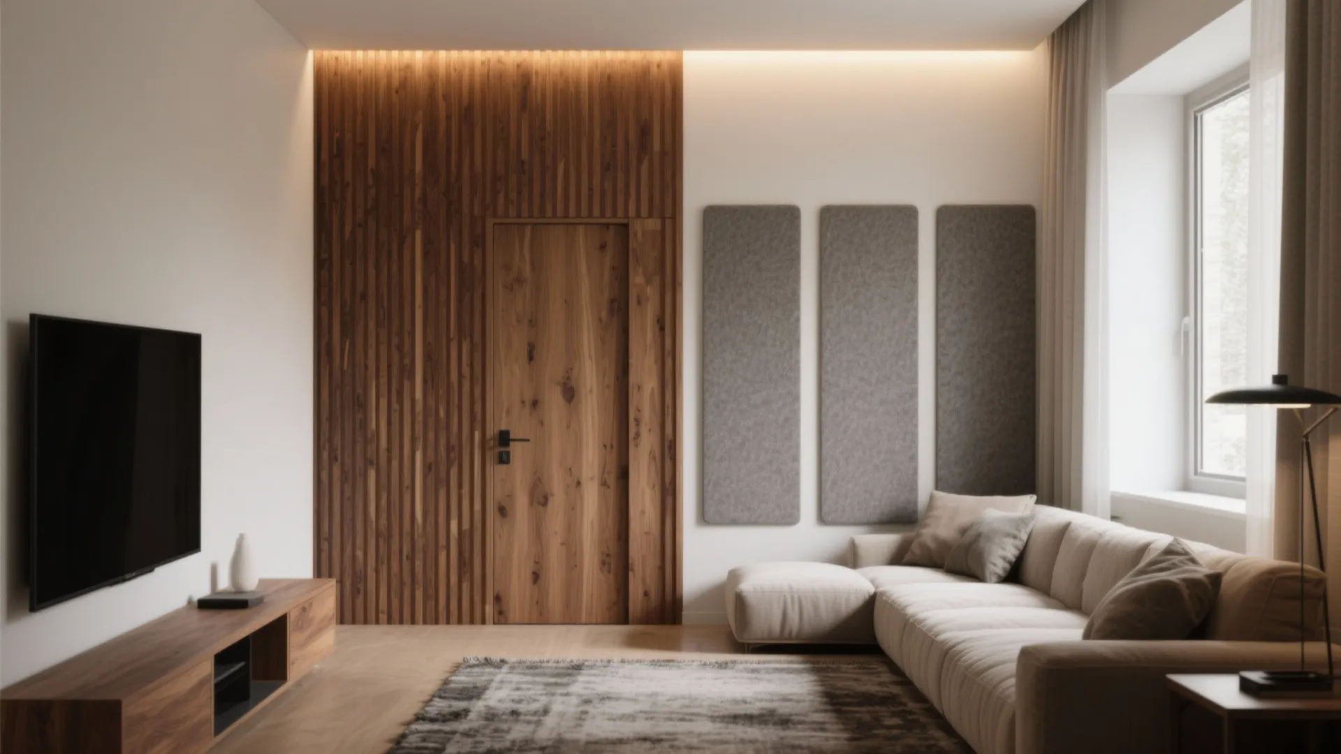 Architectural panels: slats, grooves, and acoustic calm