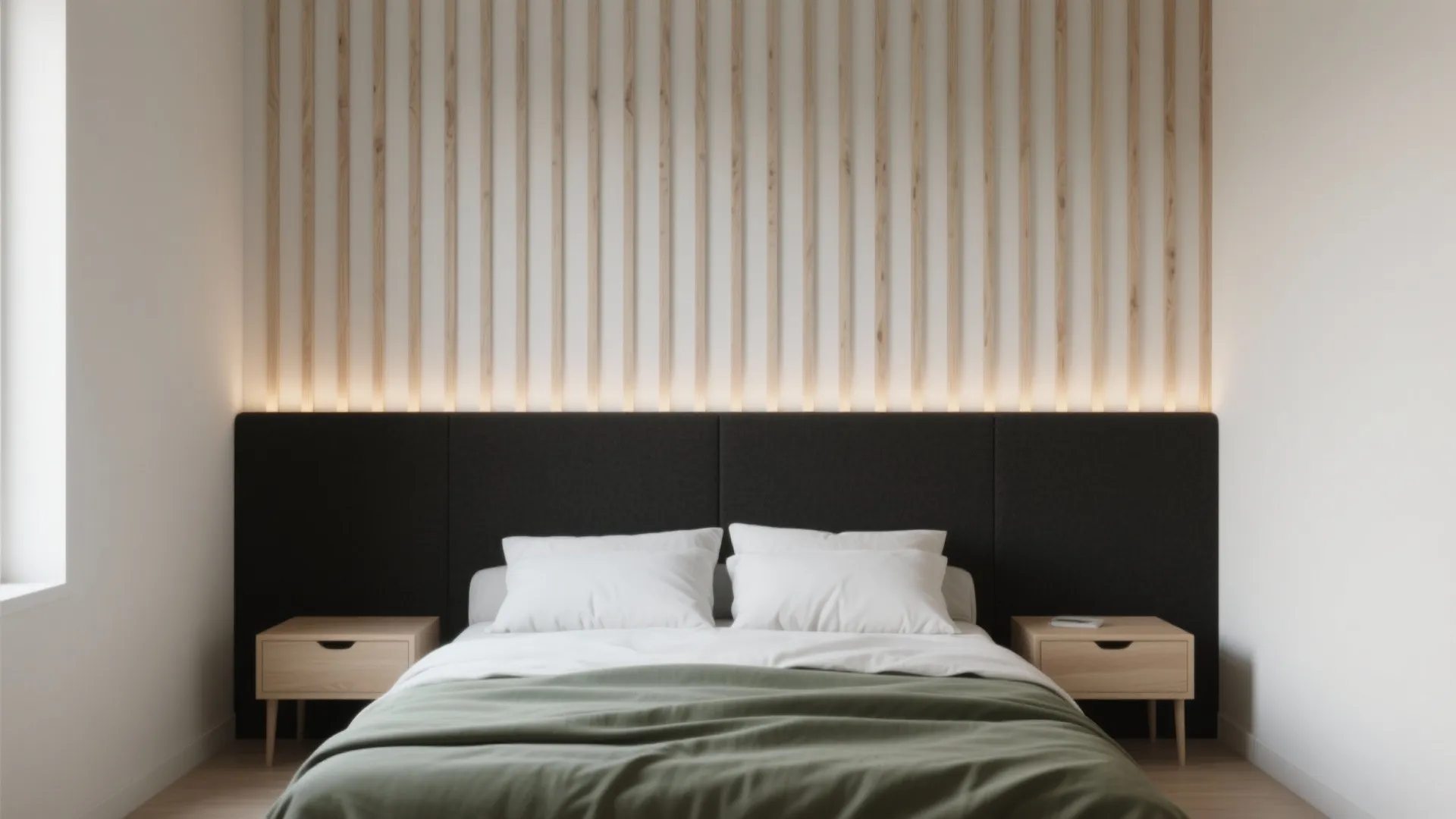 Vertical Oak Slat Accent Wall