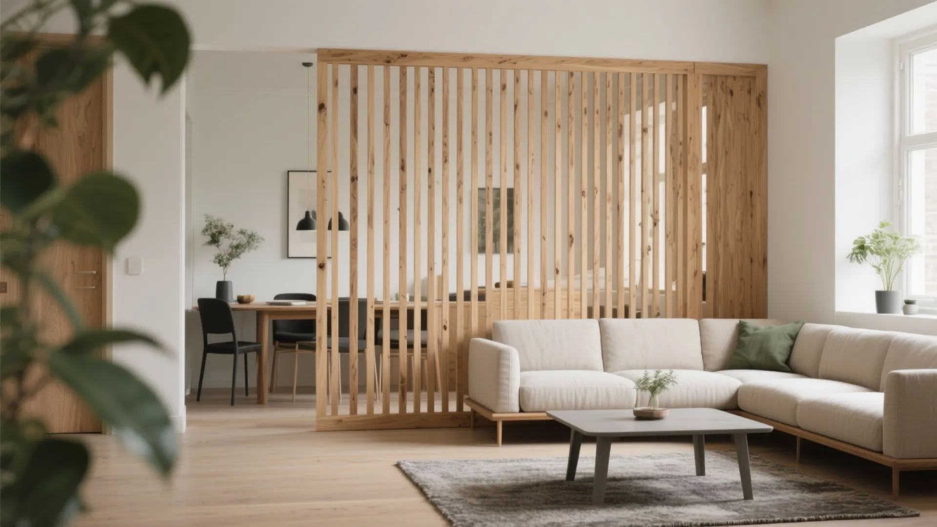 Minimalist Slatted Wood Partition