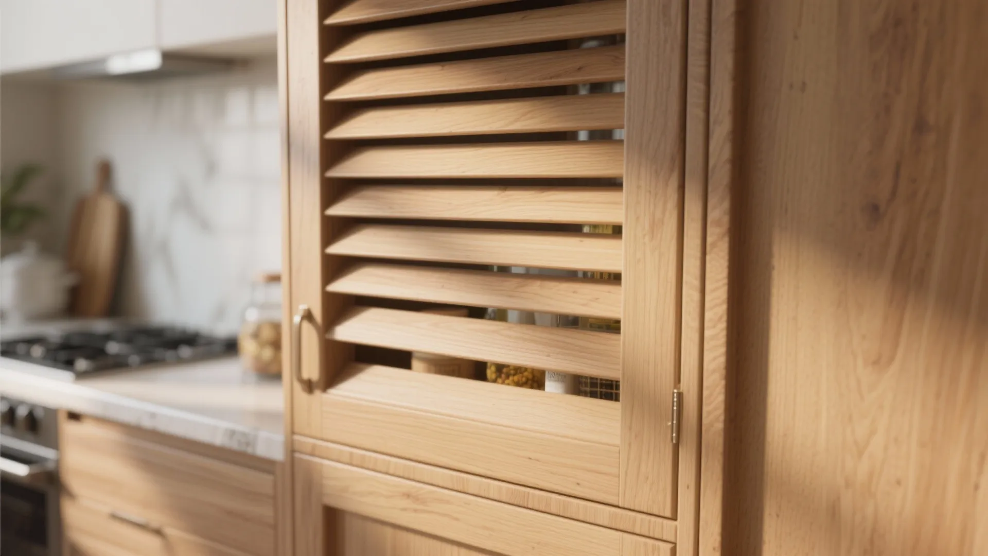 4. Oak slatted doors for open storage hints