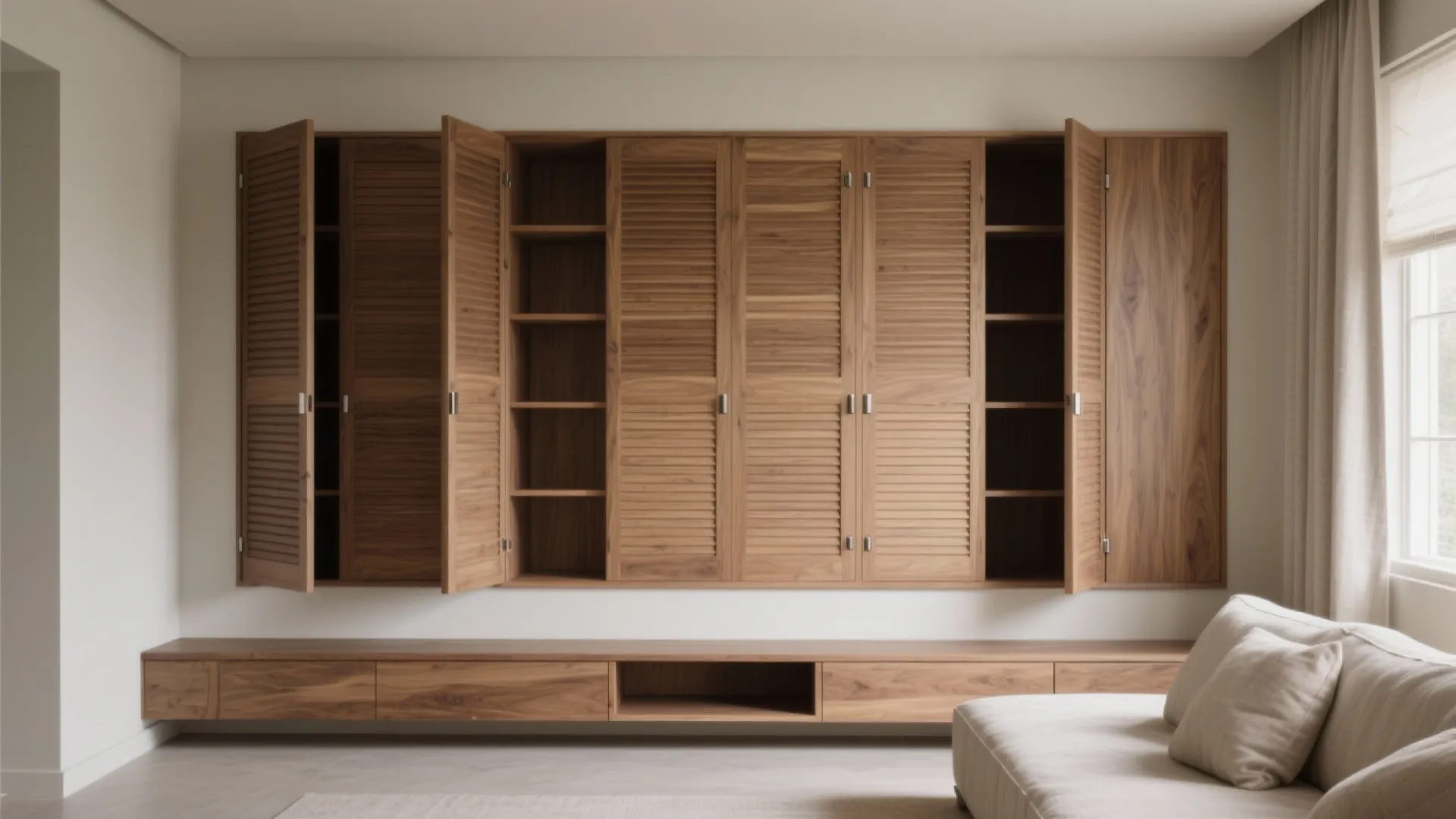 Warm wood with concealed compartments