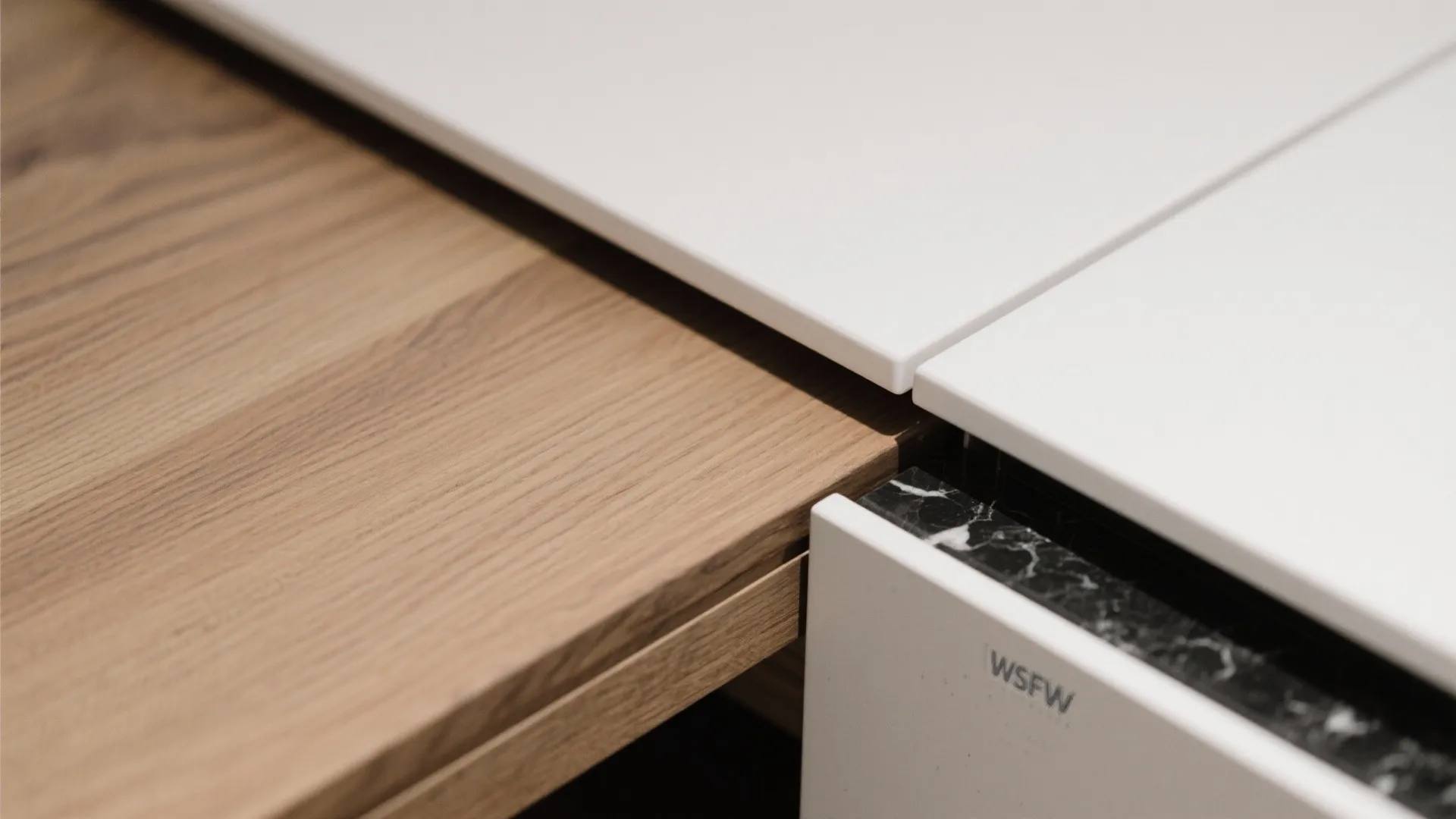 Warm Wood Accents in a High-Contrast Palette