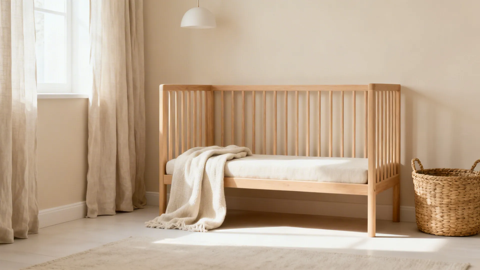 Small airy corner with oatmeal walls, light oak accents, and layered neutral textures.