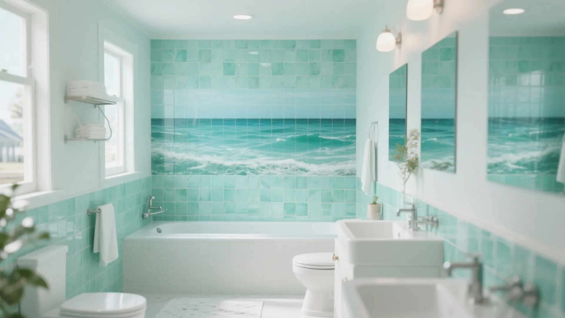 7. Ocean-Hued Tiles