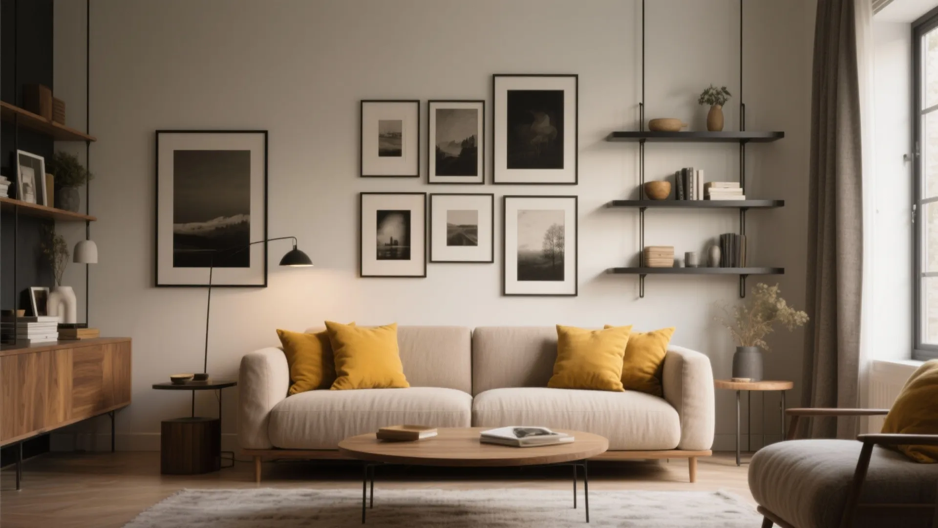 Ochre Yellow with Charcoal Accents