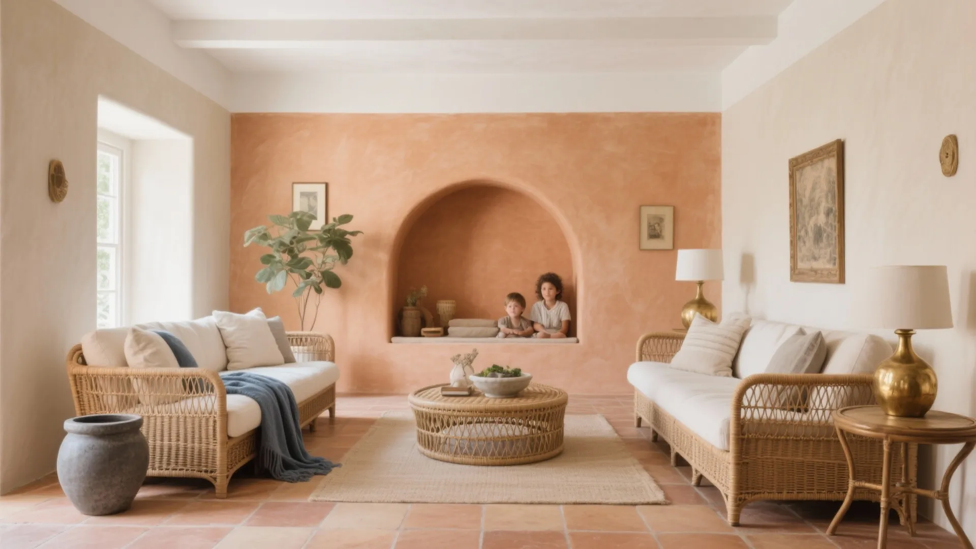 Earthy Ochre, Soft Clay, and Off-White Ceiling