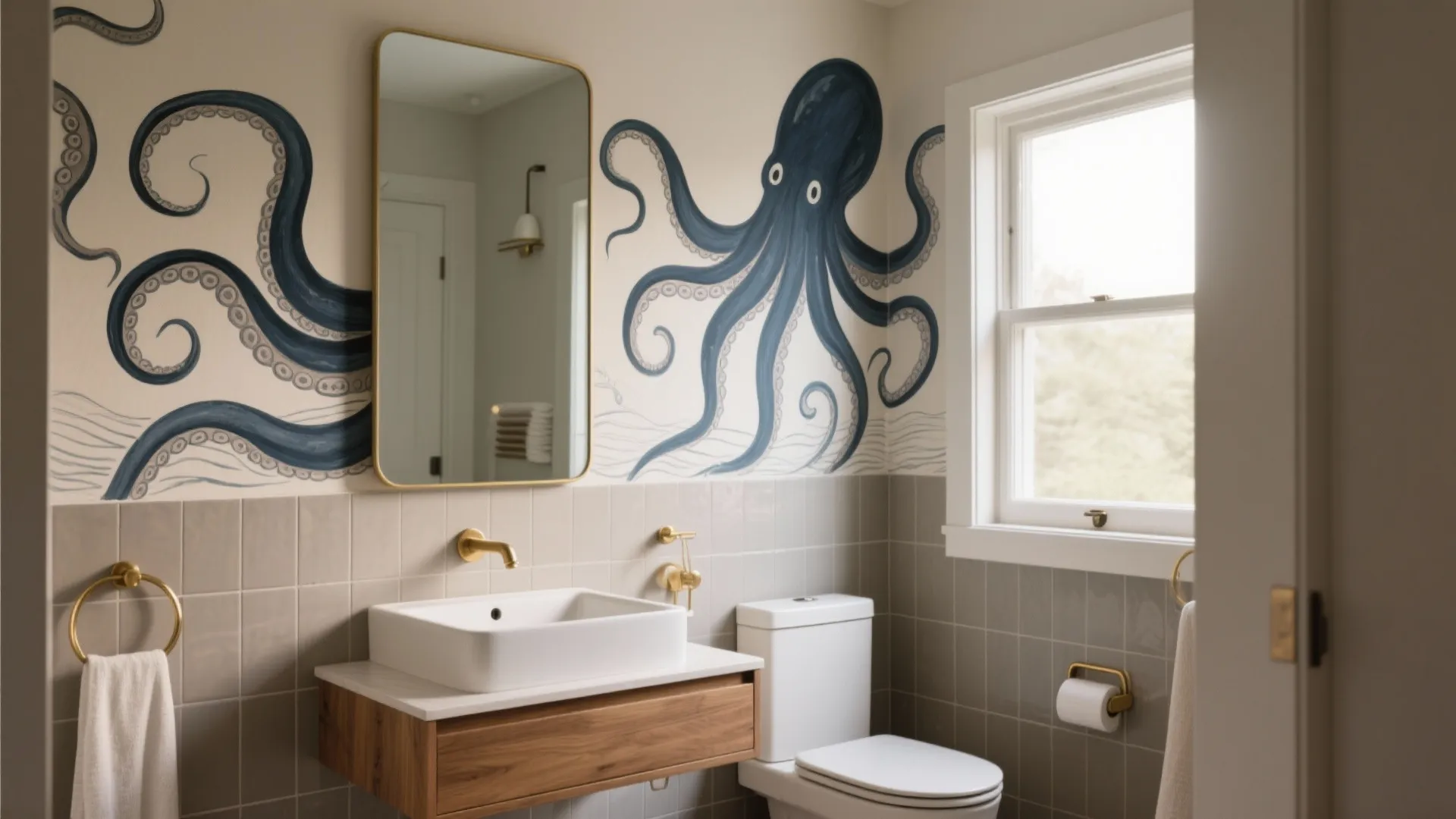 Octopus Bathroom Decor: 5 Creative Ideas: Playful, small-space octopus bathroom decor ideas from a ten-year interior pro