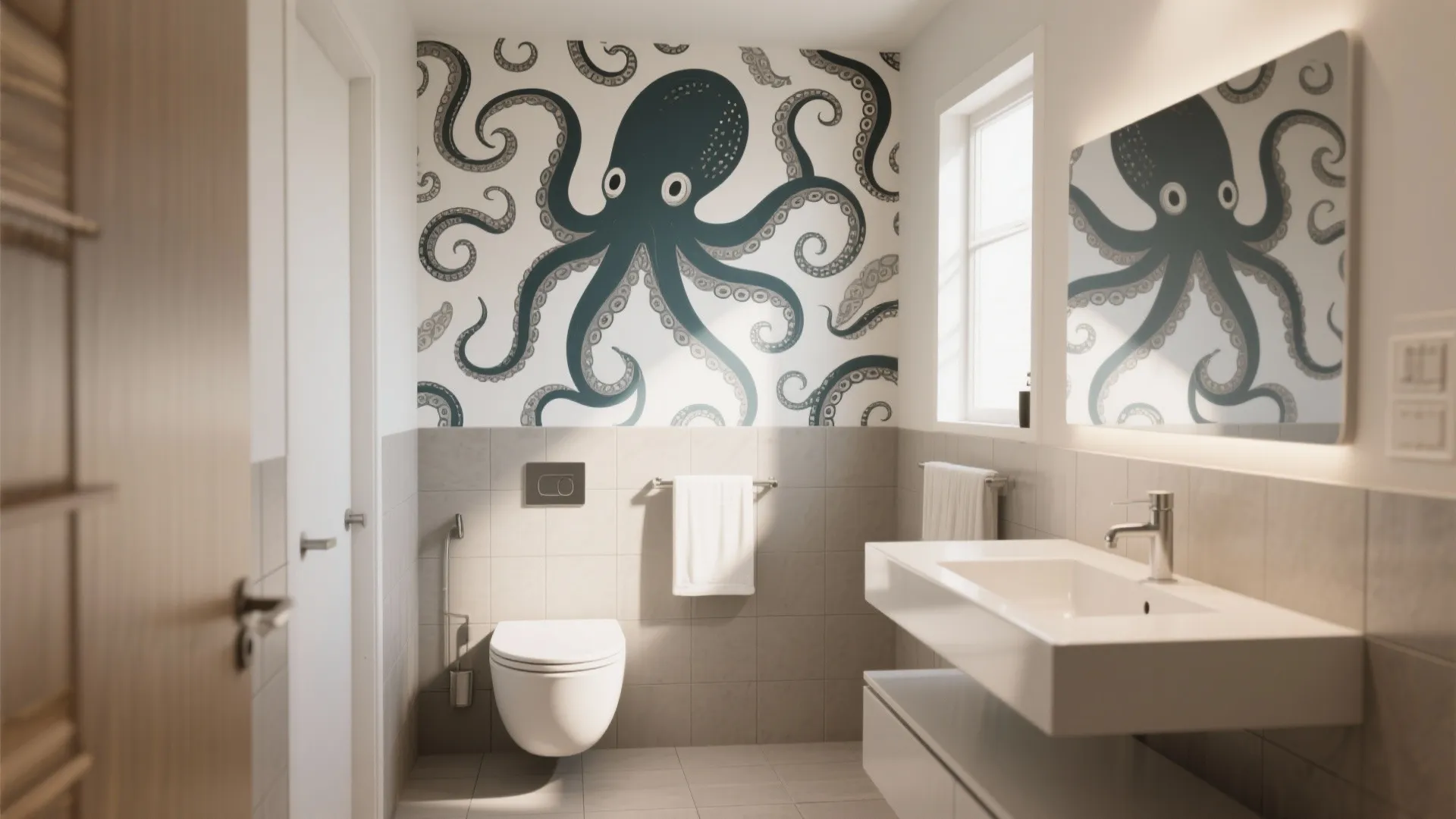 2. Nautical Wallpaper with a Modern Twist