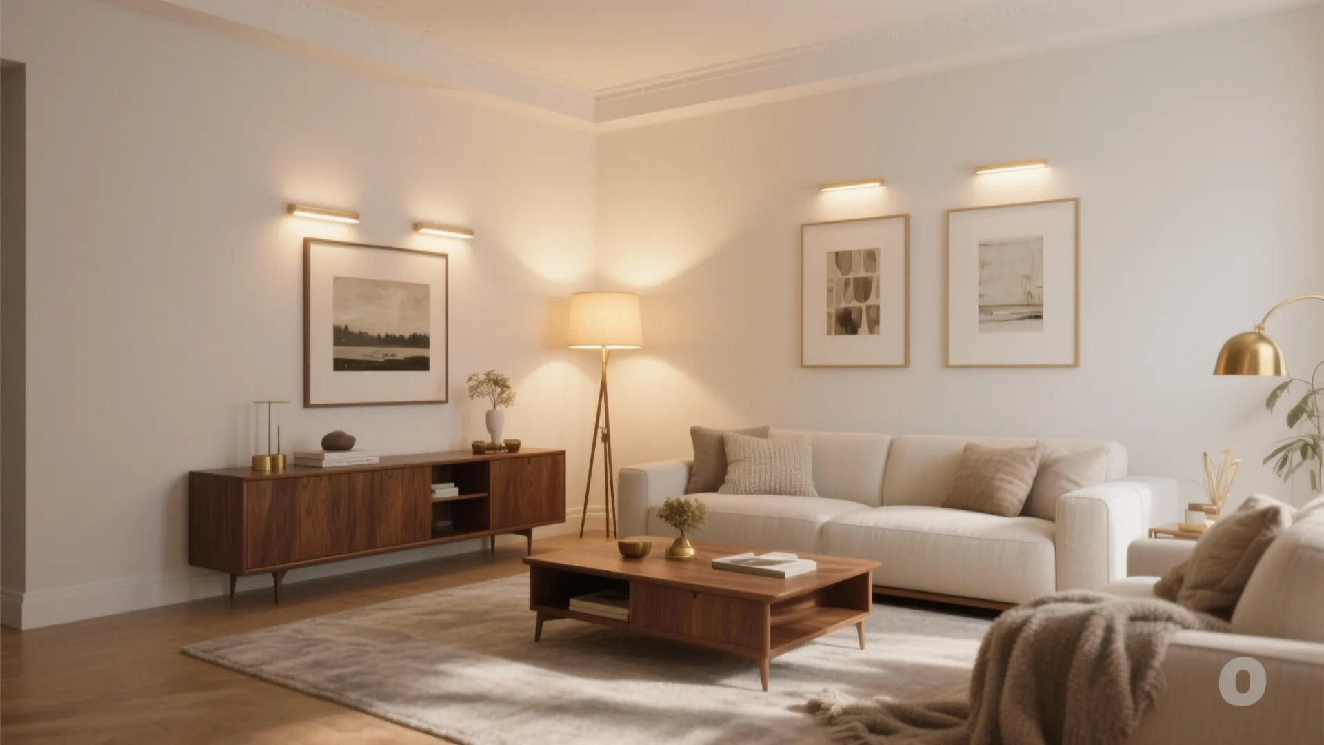 Soft off-white with warm undertones plus smart lighting