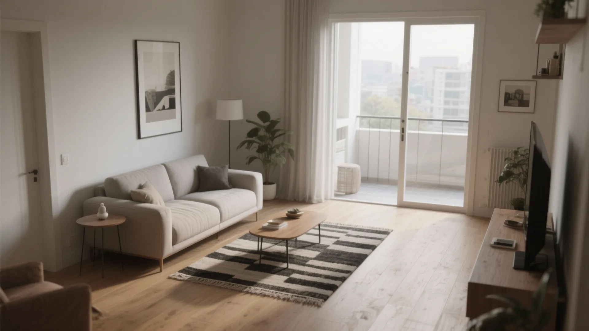 Place a small rug off-center to guide traffic