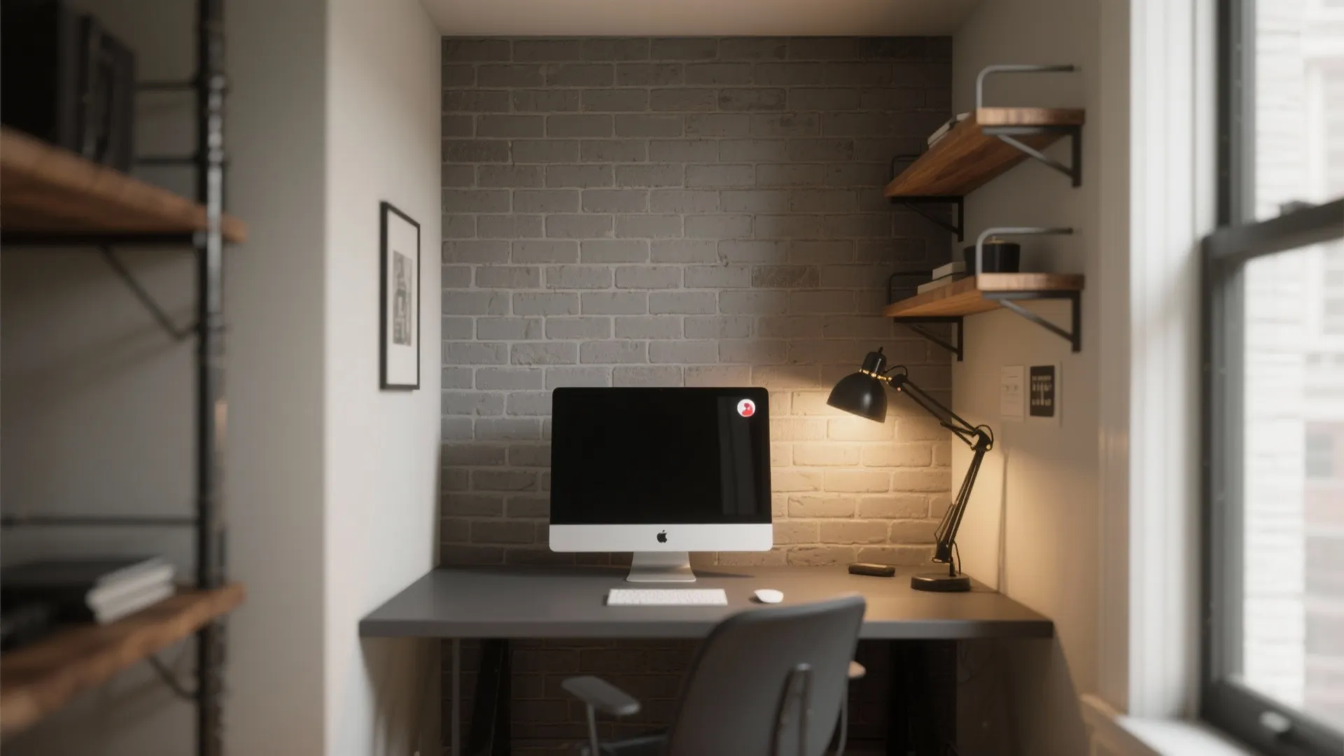 Defined Zones: Brick Nook for a Tiny Home Office