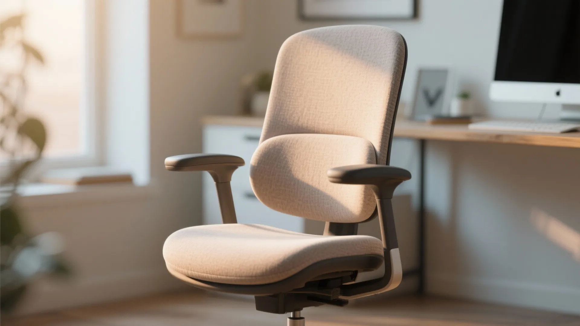 Ergonomic office chair with soft grey cushion