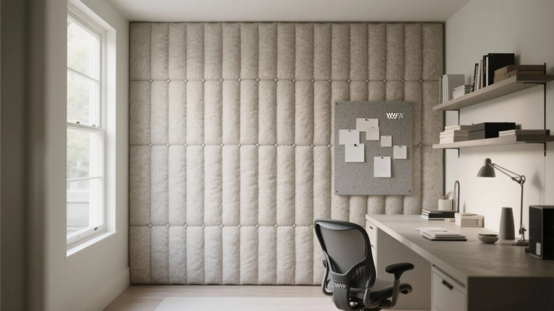 Acoustic quilted wall for home office