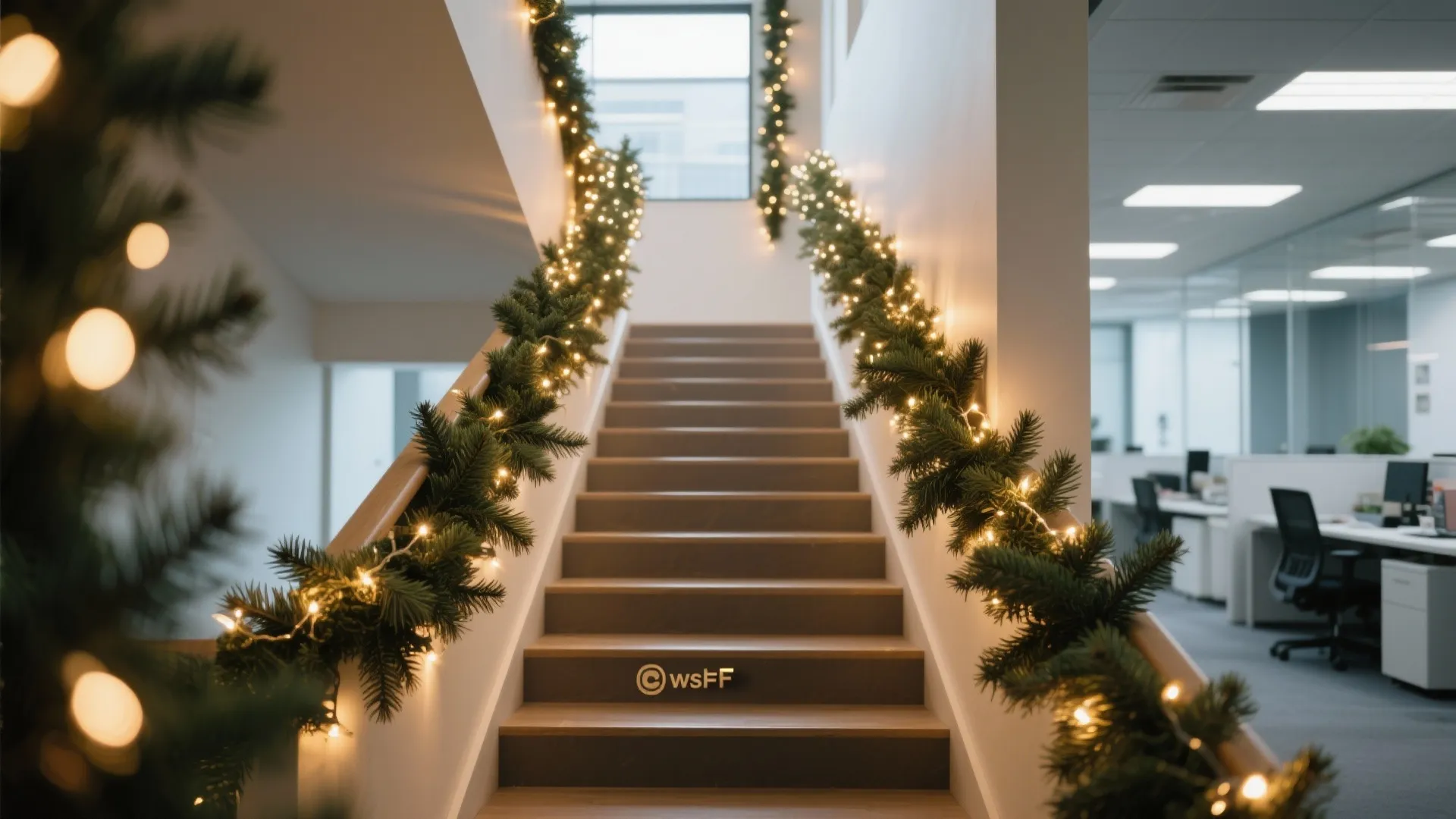 3. Garland on Stair Rails or Partitions