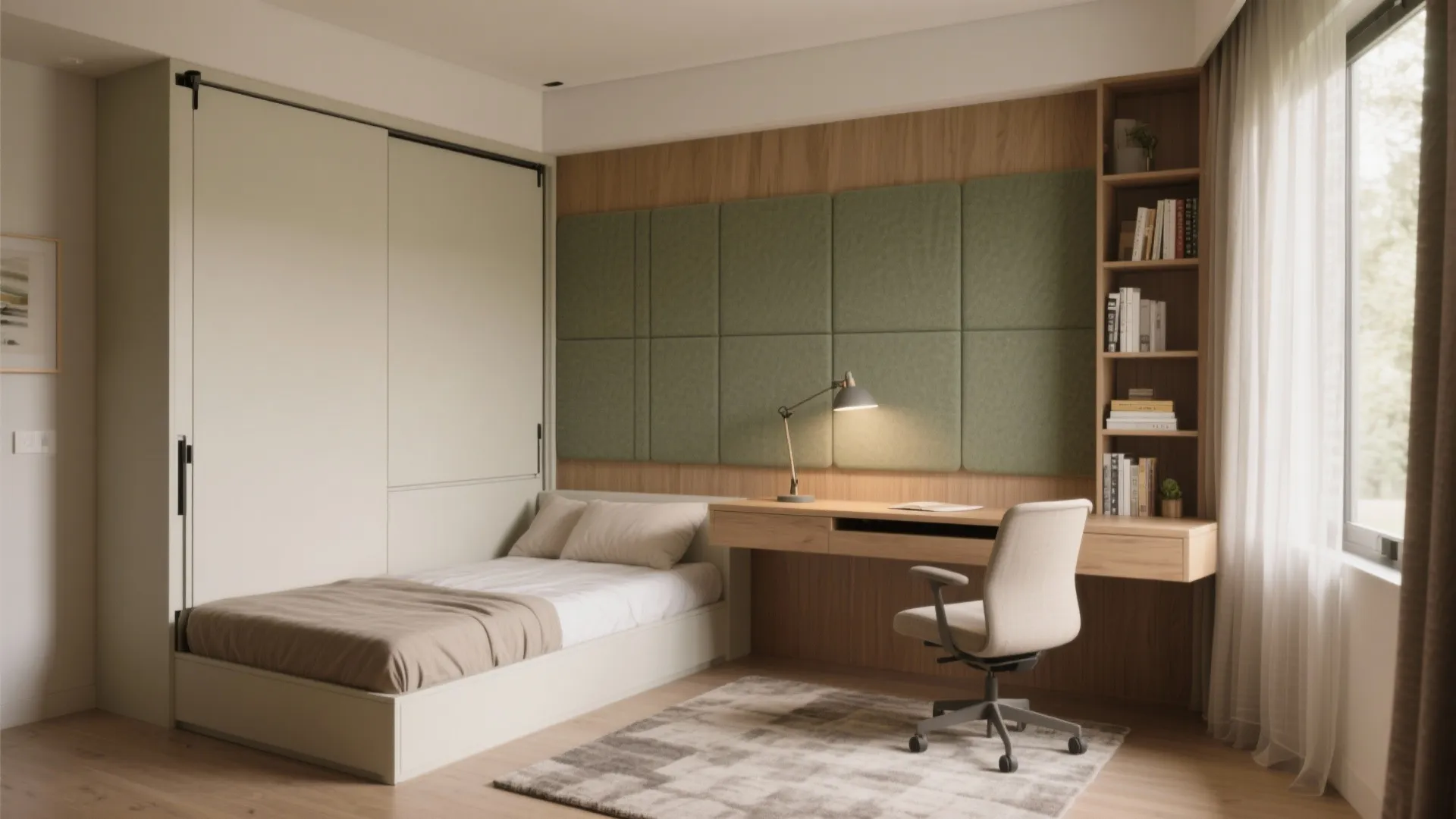 Multi-purpose room: home office by day, guest room by night