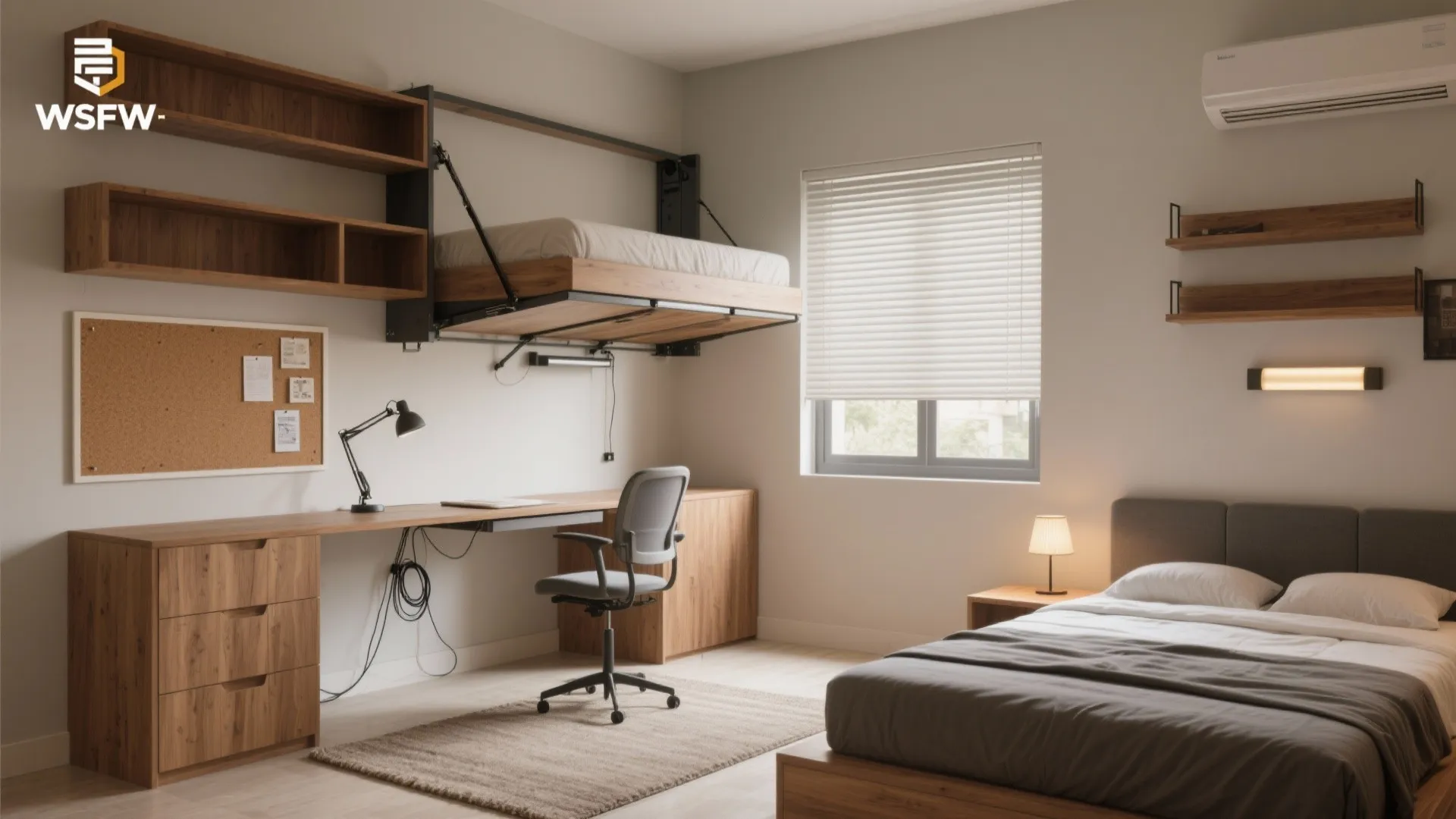 Flexible third room: office by day, guest room by night