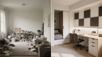 Before & After: Cluttered Room Transformed into a Calm Home Office