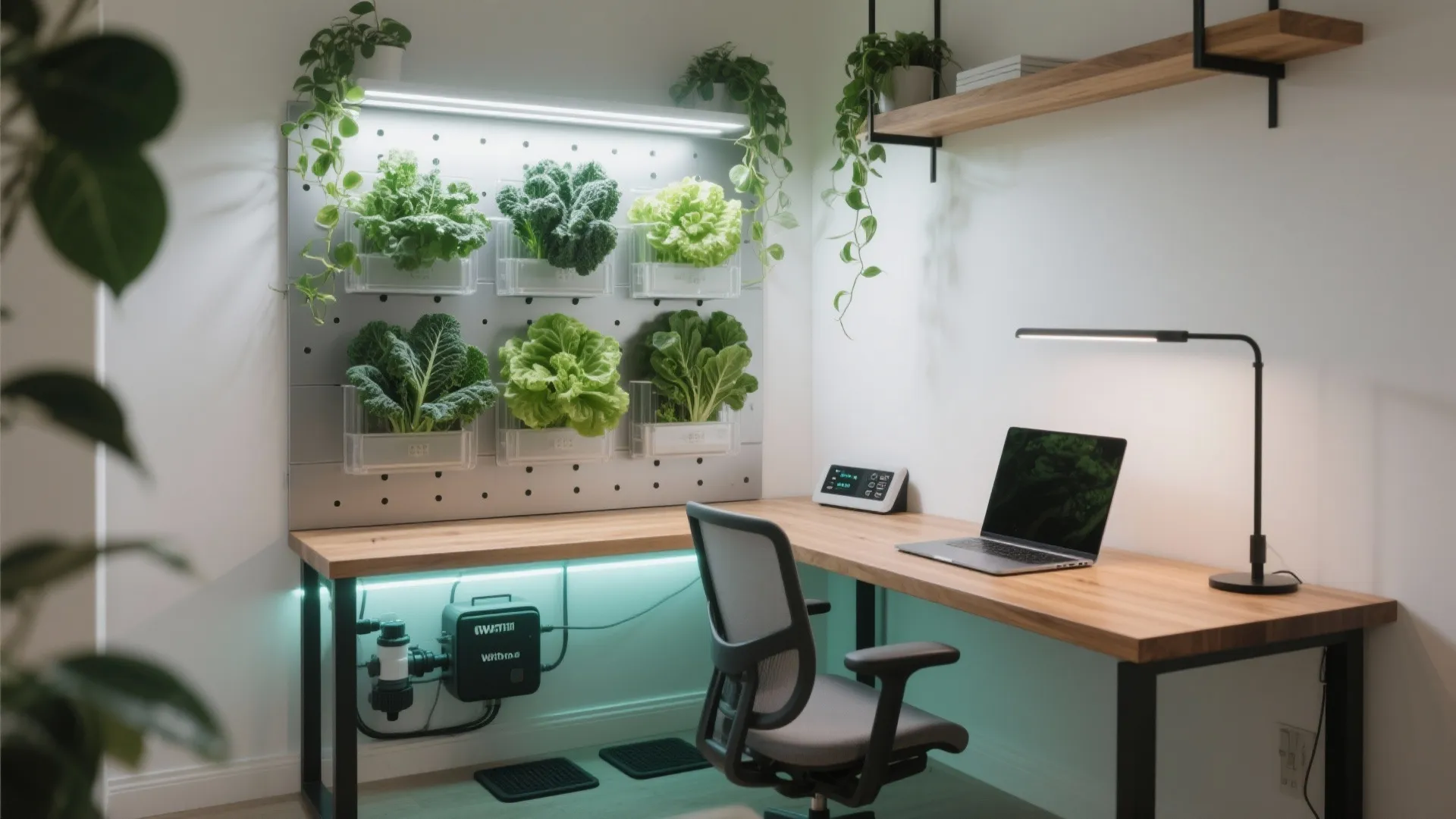 5) Smart Hydroponic Living Wall in the Home Office