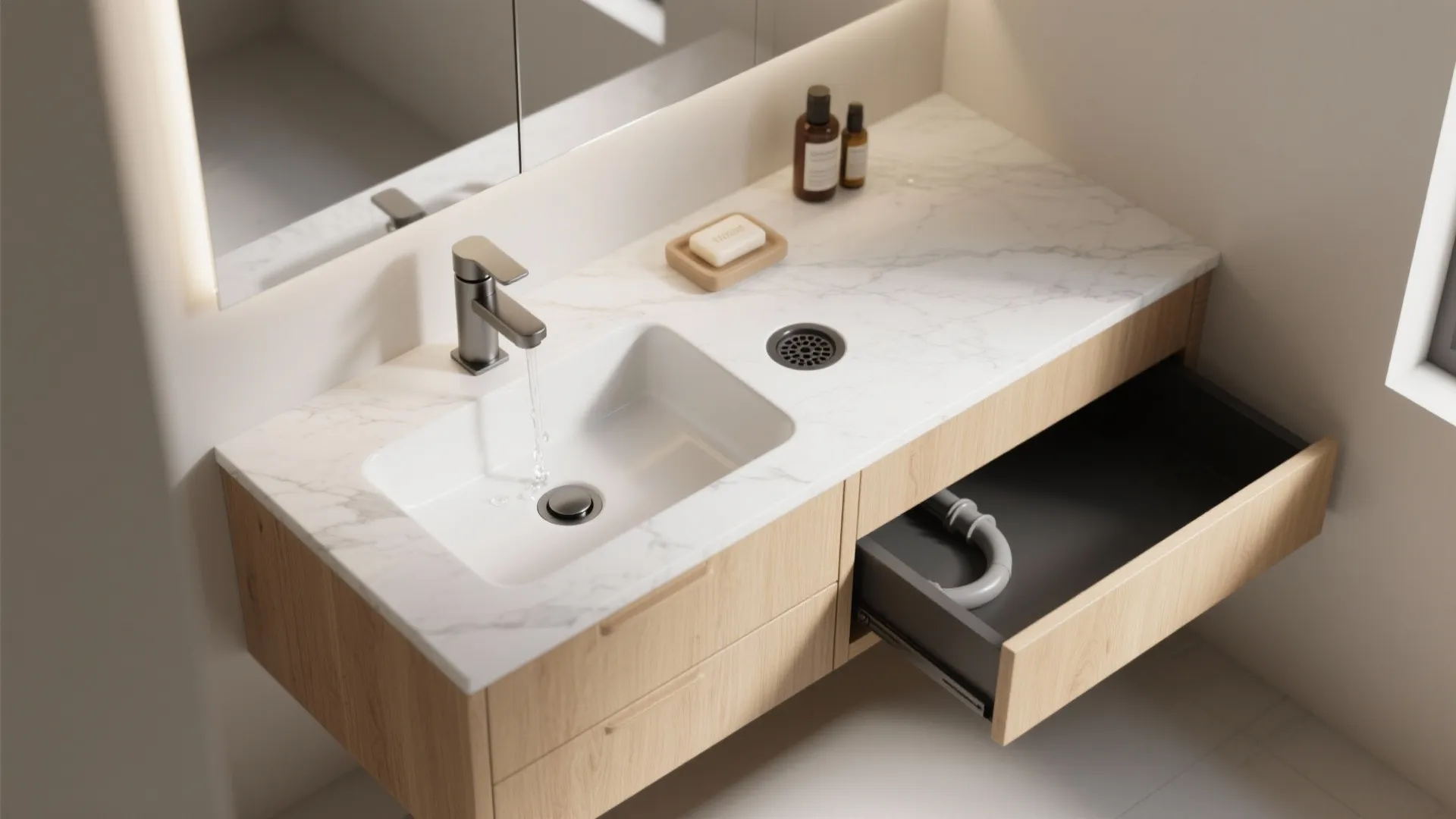 2) Go slim—then offset the bowl