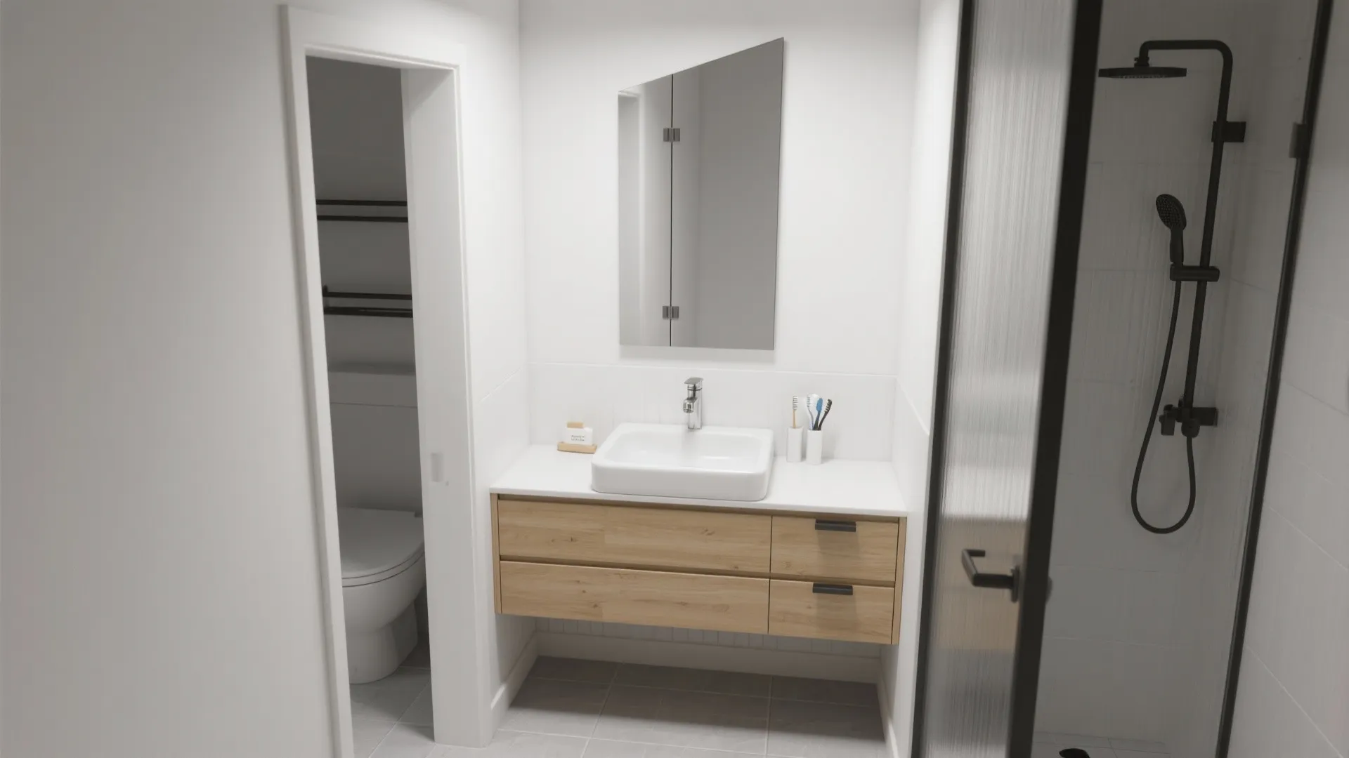 Offset Basin on a Narrow Vanity (Extra Side Deck)