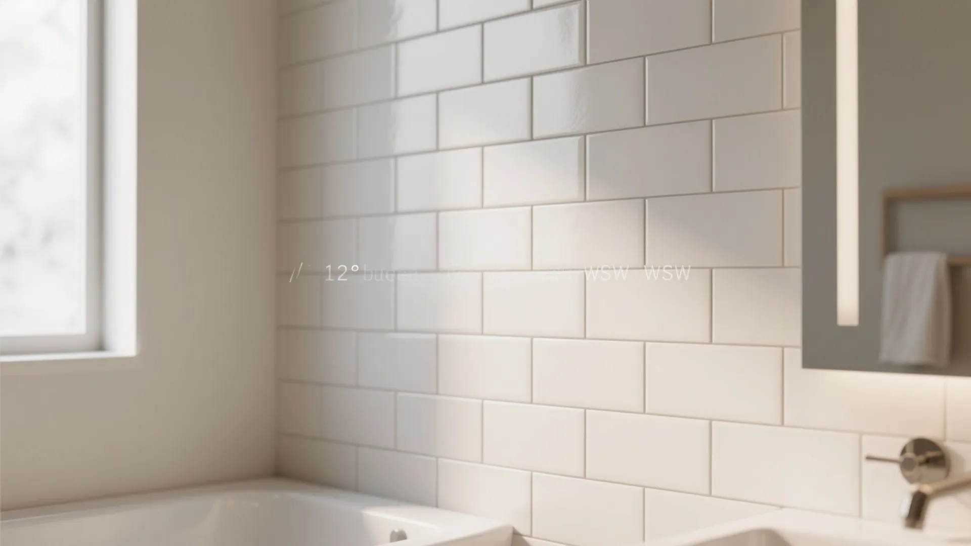 Bathroom wall with 1/3 offset 12x24 tile pattern