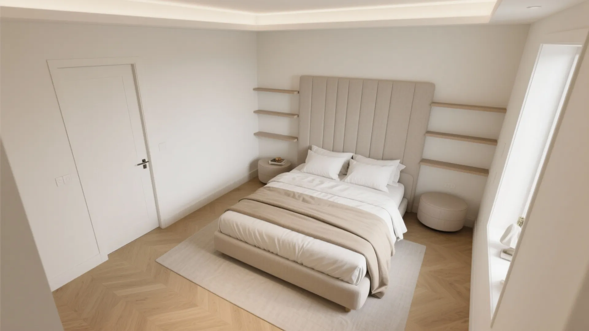 Offset Layout: One-Side Access and Wall-to-Wall Headboard