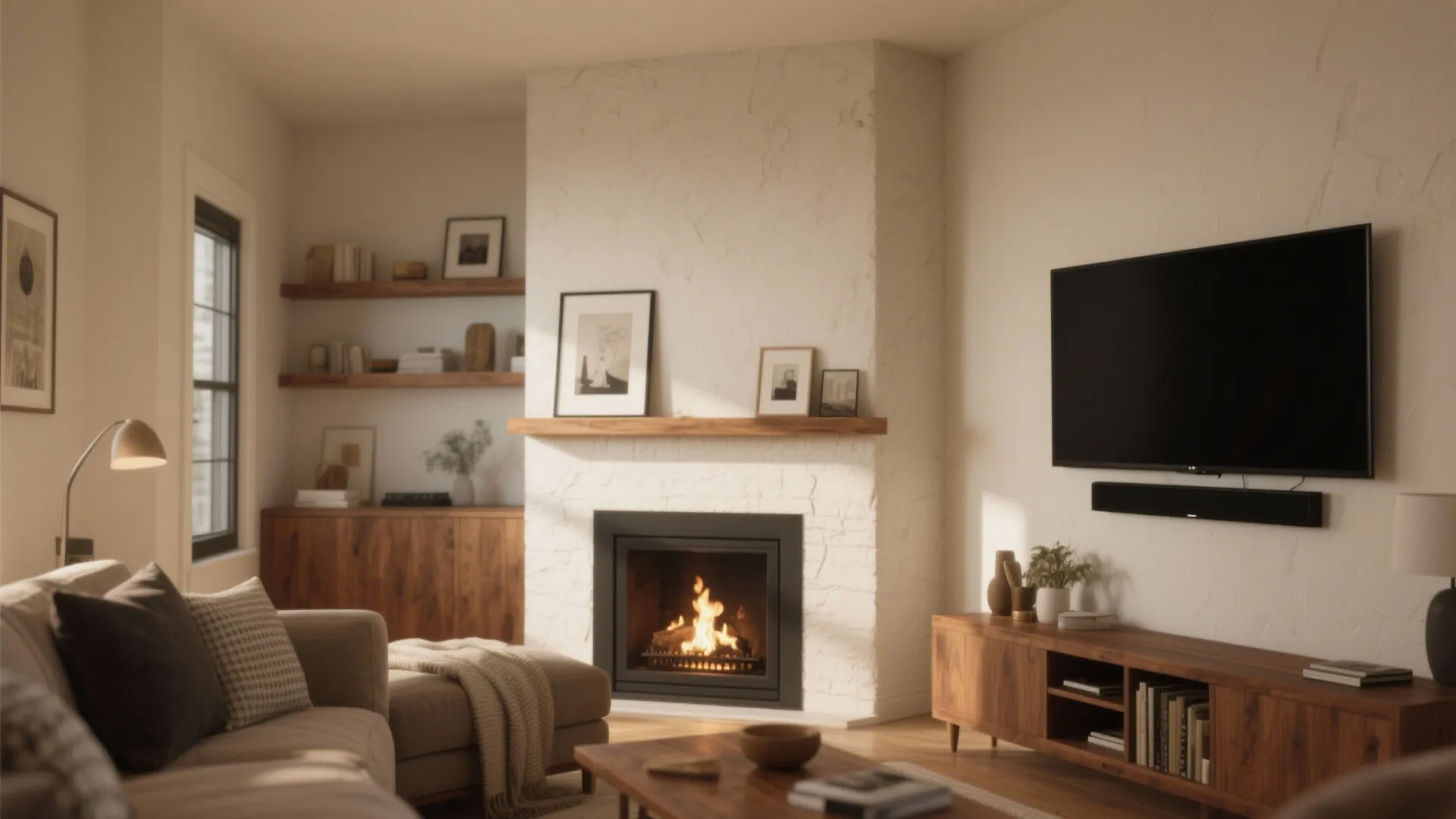 1. Offset the TV from the Fireplace (Staggered Layout)