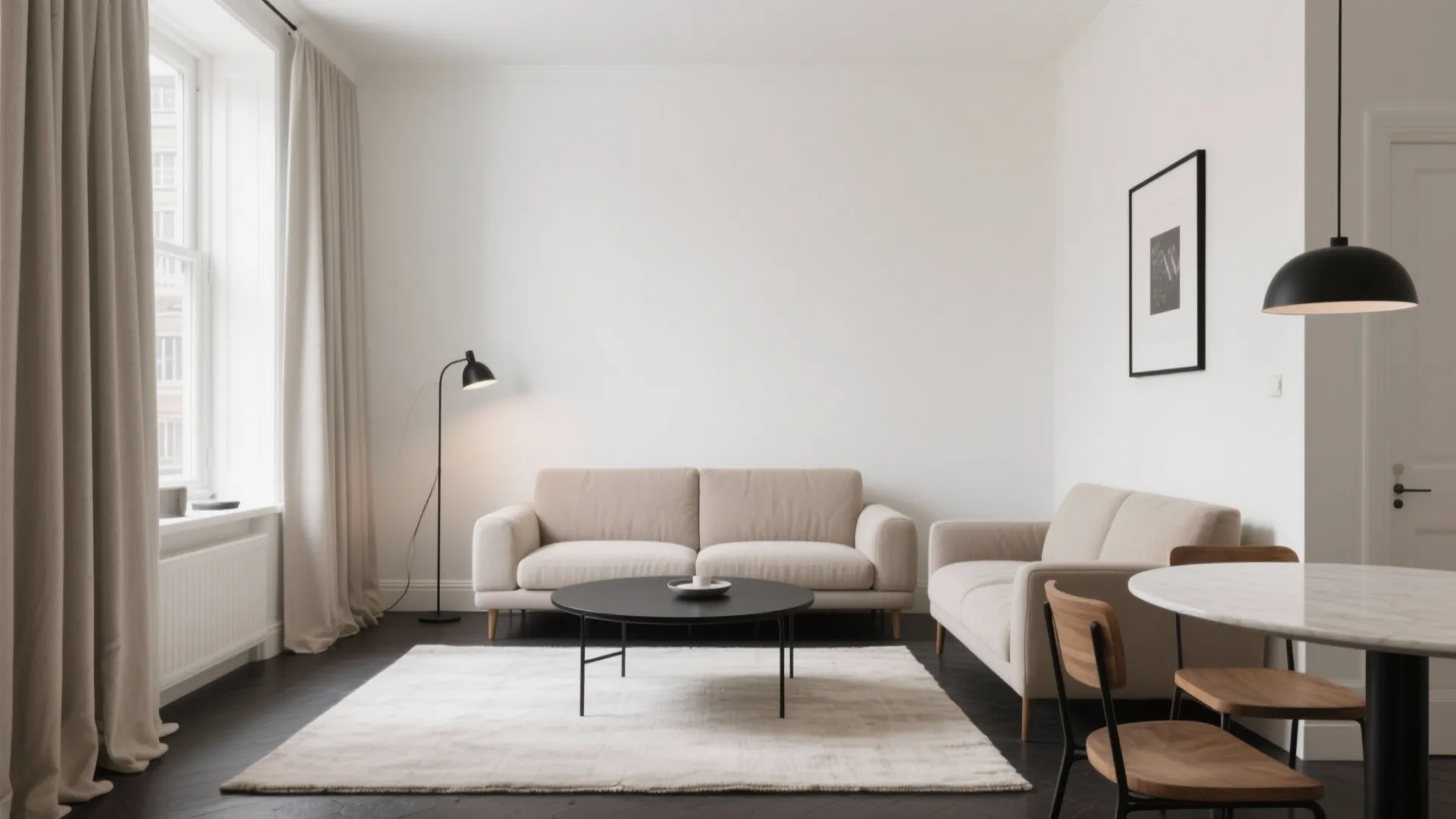 Soft Off-White + Warm Greige + Matte Black Accents