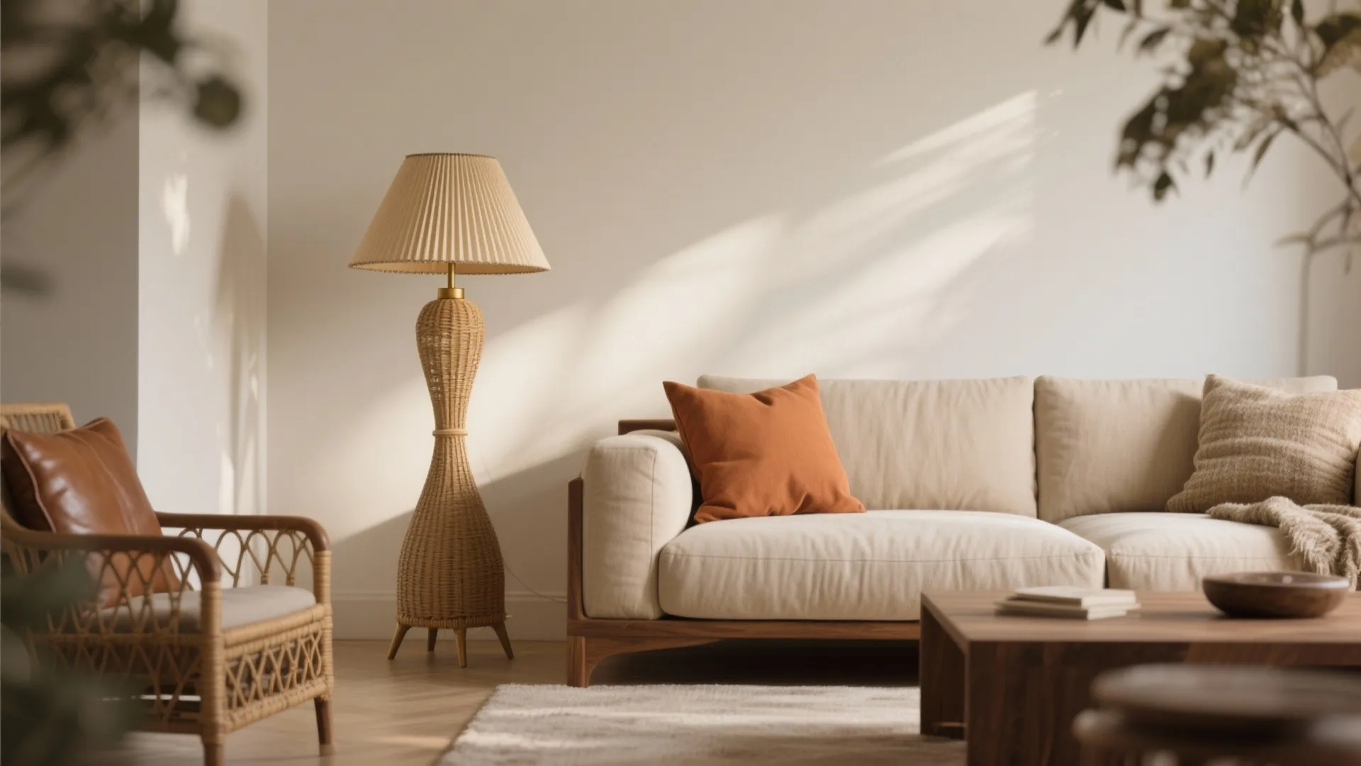 Off-White + Beige, Brass & Terracotta (Earthy Comfort)