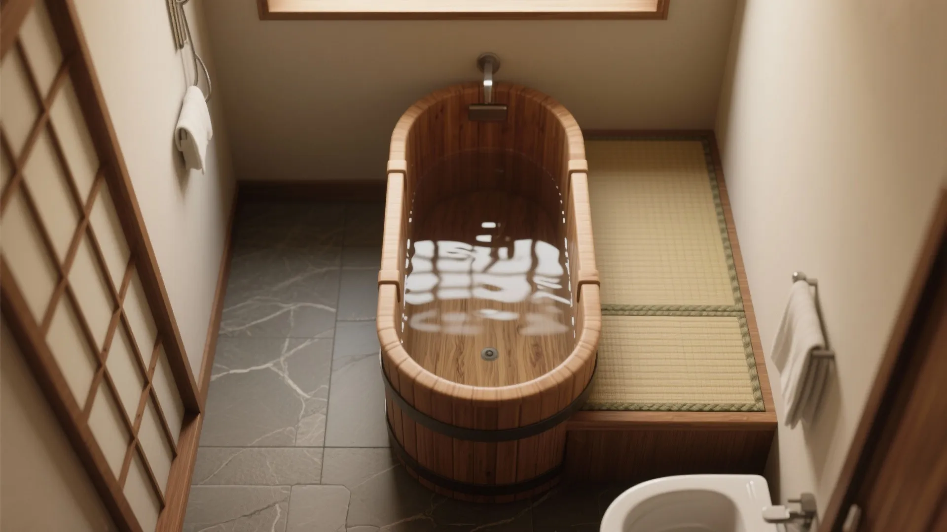 4. Japanese-style deep soaking tub (ofuro) with compact footprint