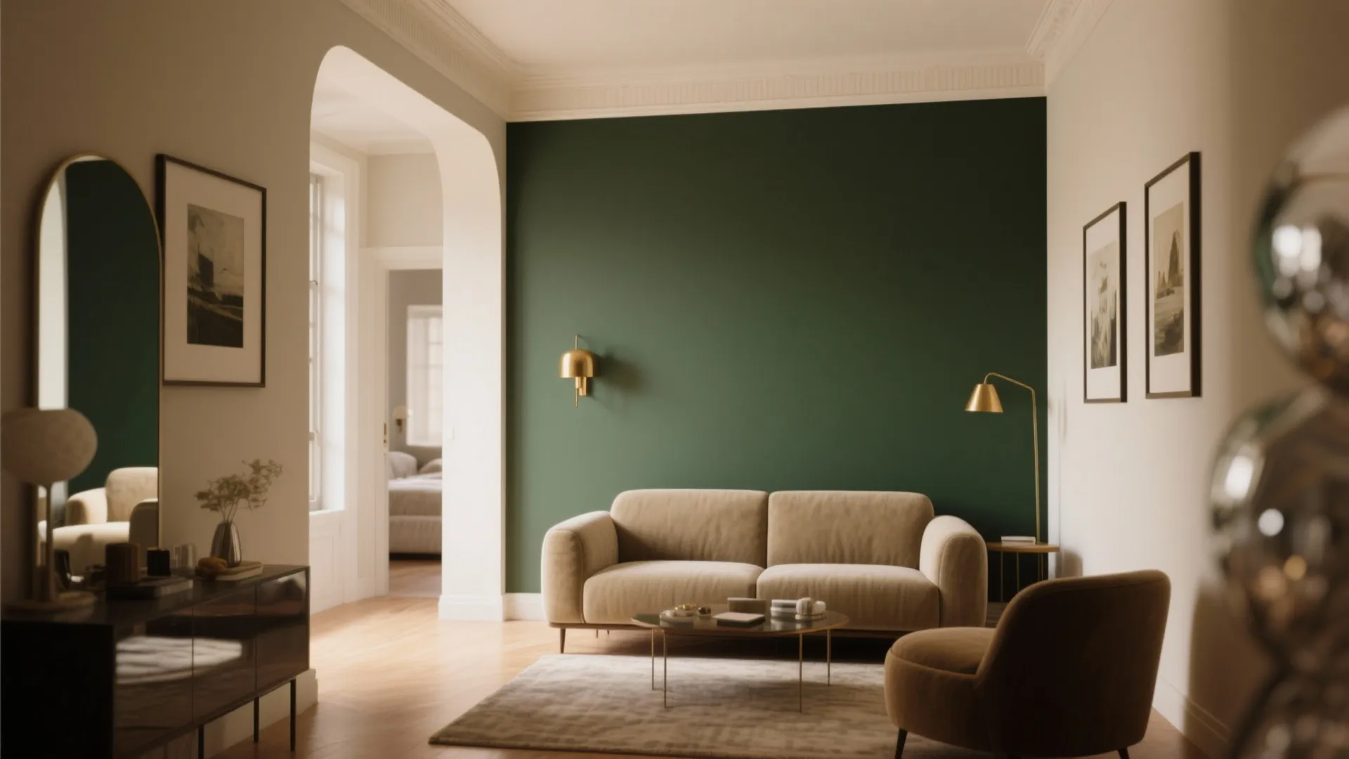 4) High-Contrast Accent Wall With Low-Contrast Perimeter