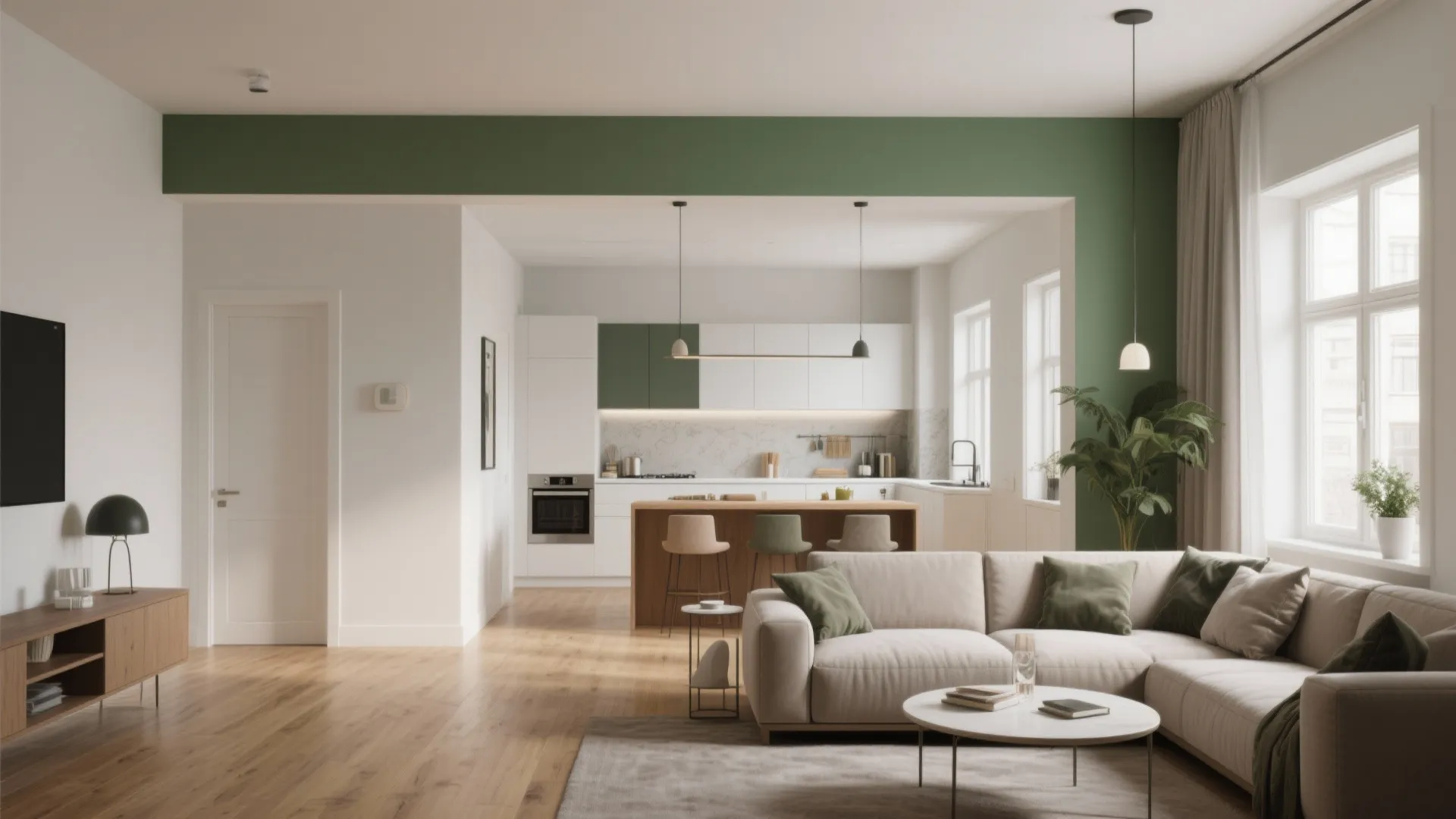 3. Olive Green Banding for Subtle Zoning