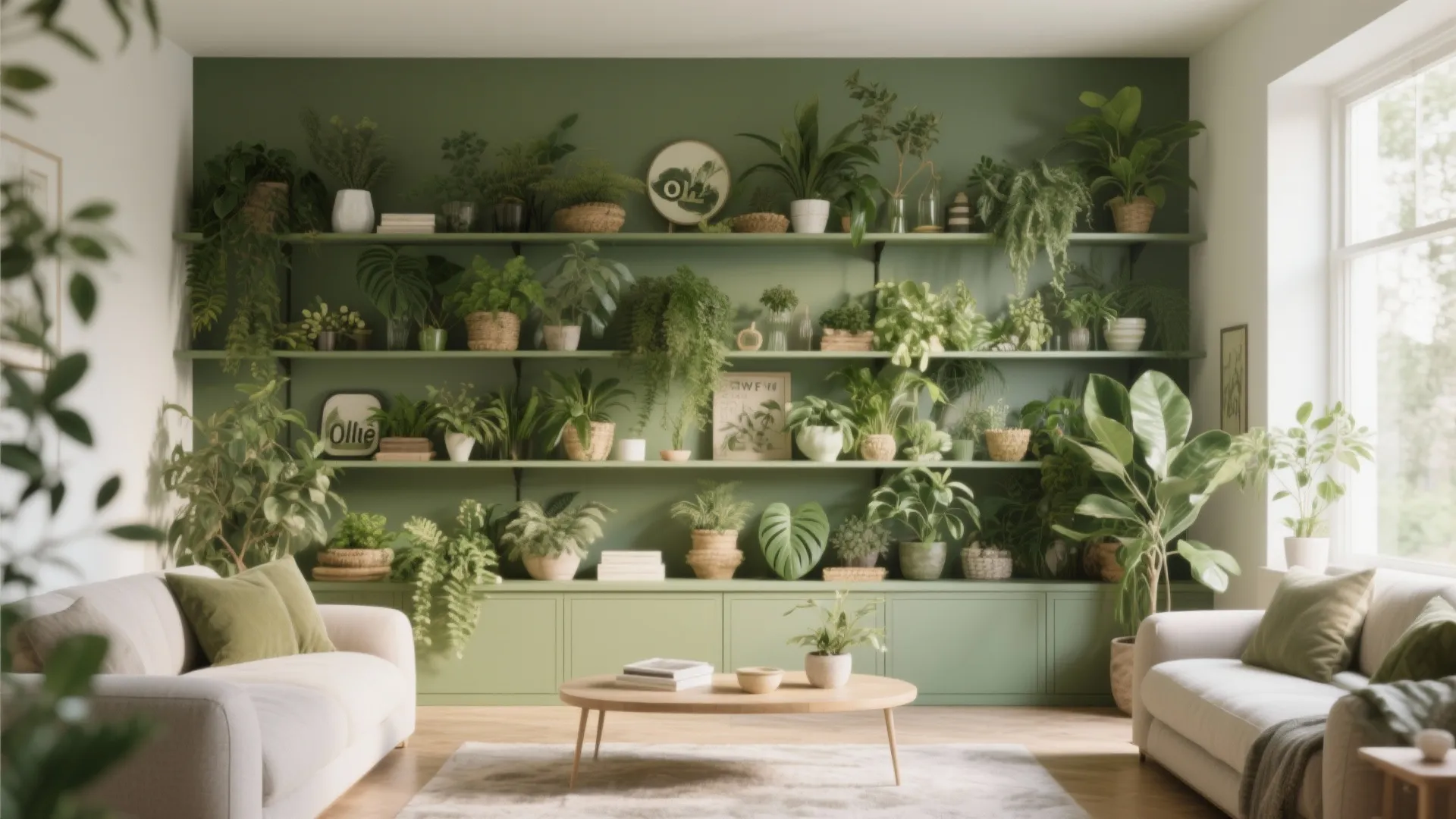 4. Botanical Accents with Olive Backdrop