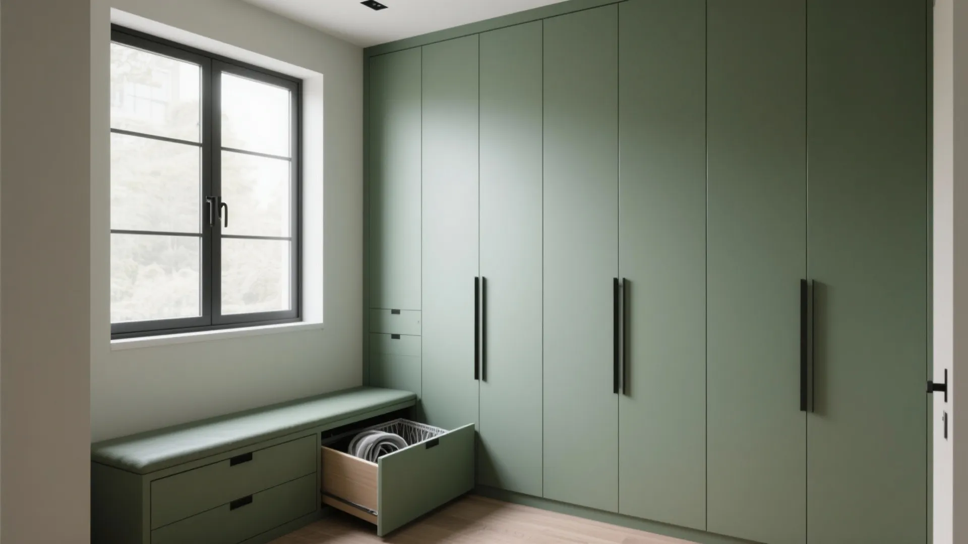 4. Green Olive Built-ins for Small Rooms