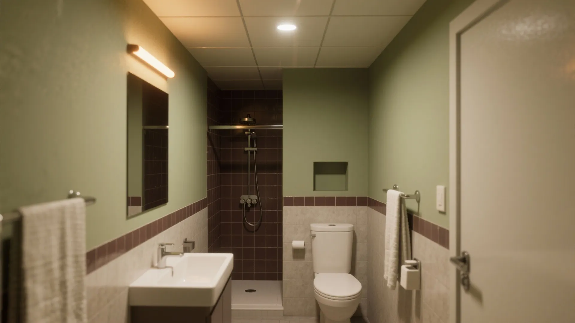 2. Olive paint + chocolate ceramic accents