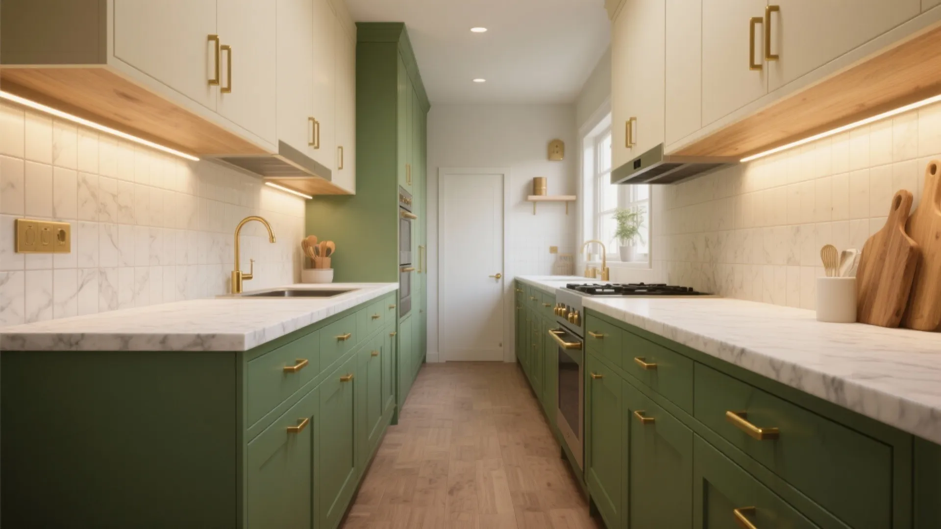 Idea 5: Earthy Greens + Warm Metals and Cream