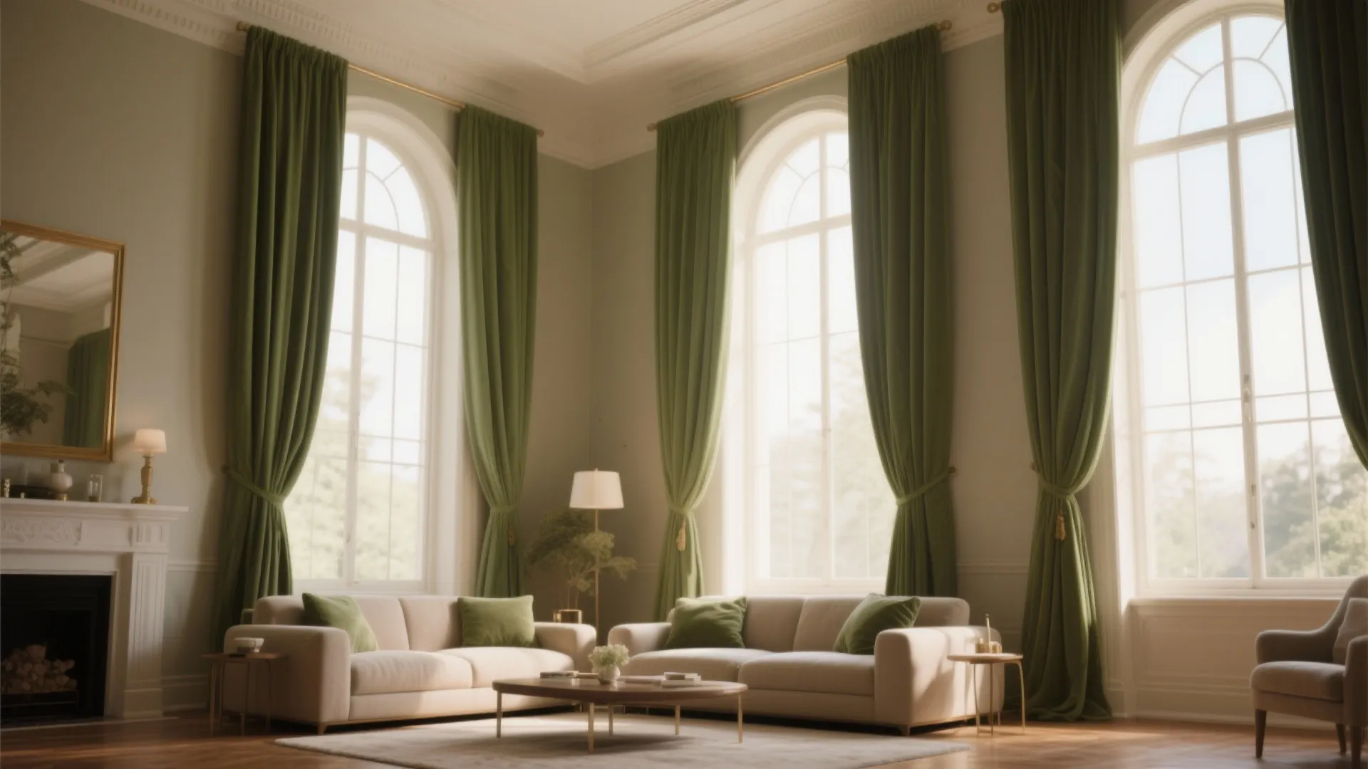 8. Olive Green Curtains for Drama