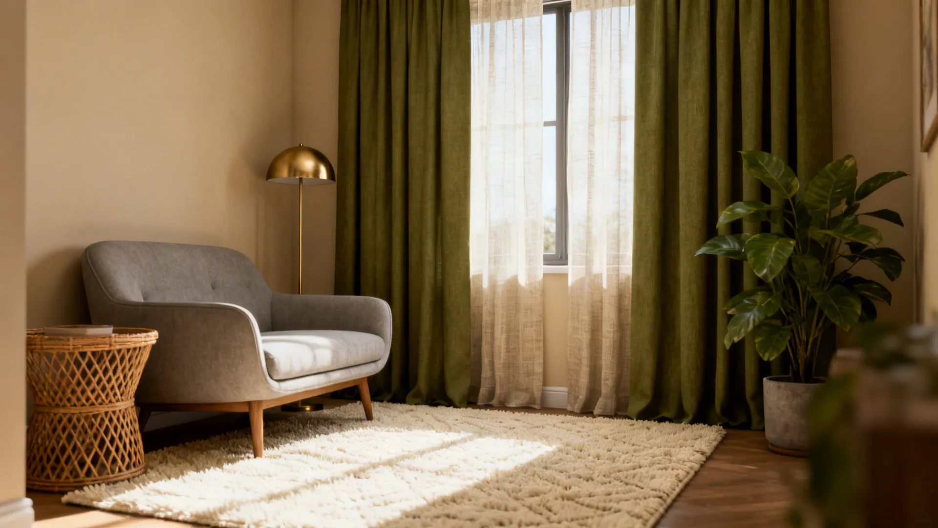 Olive Green Curtains: 5 Living Room Ideas