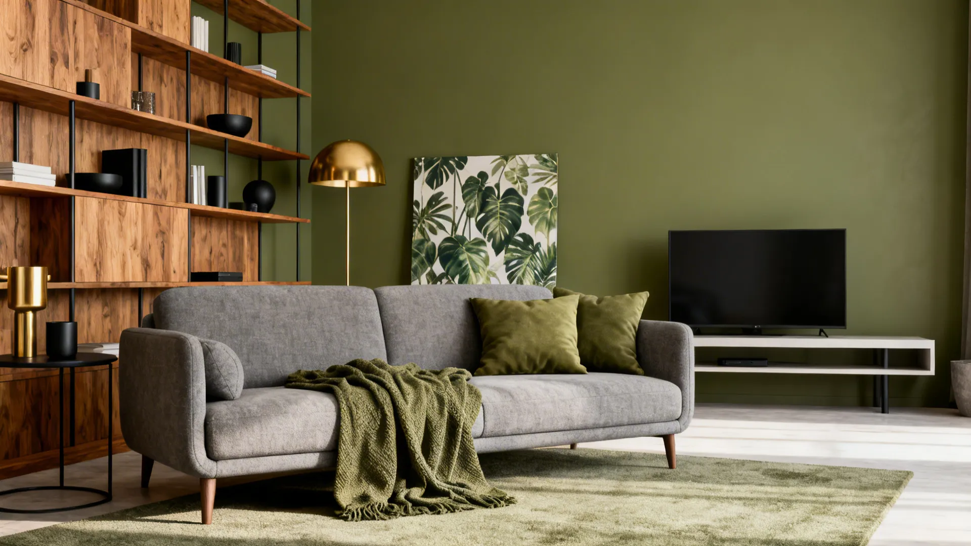 Olive Green & Grey Living Room Ideas