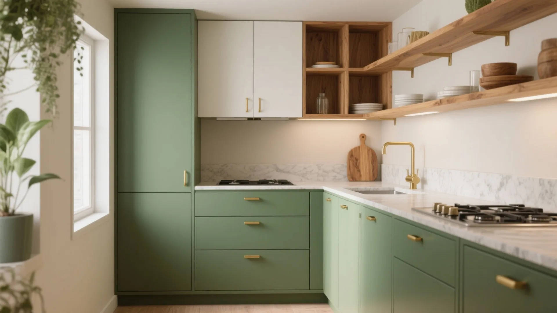 Earthy Greens and Wood Tones