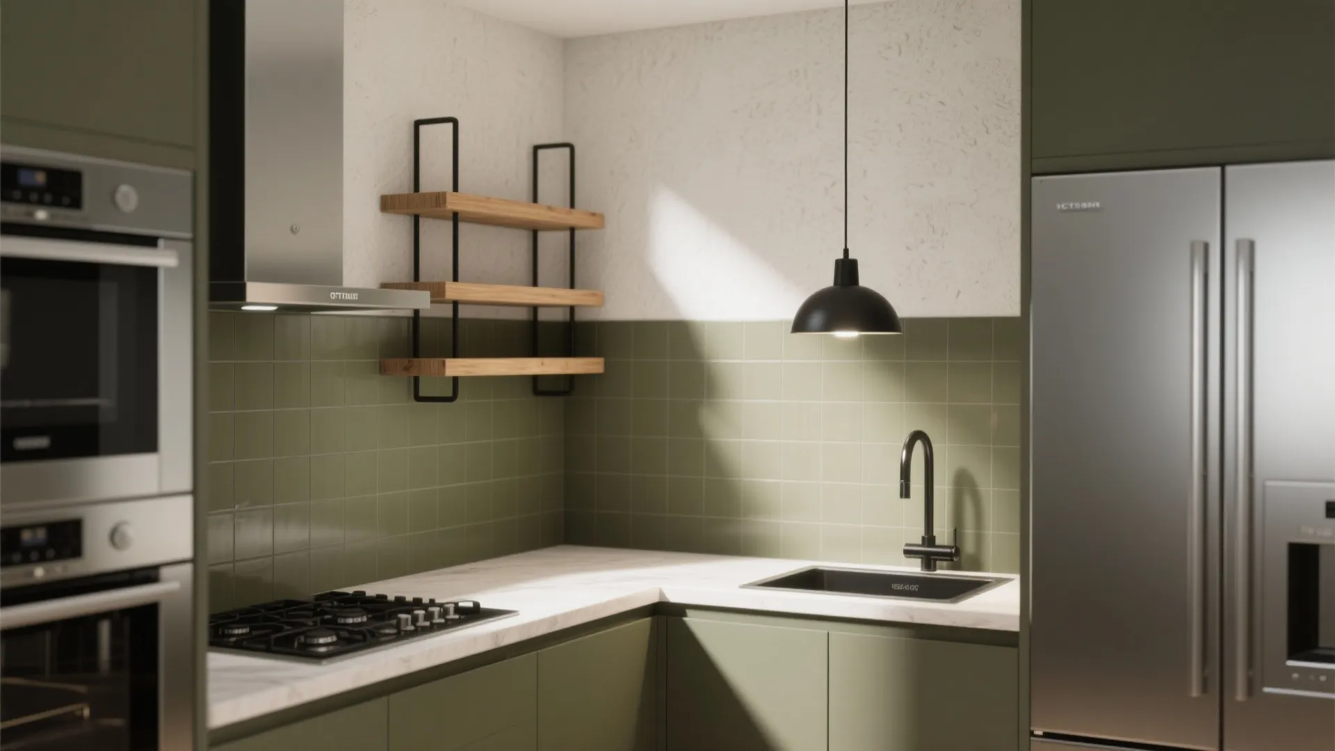 3. Olive Matte Wall Tile for Earthy Minimalism