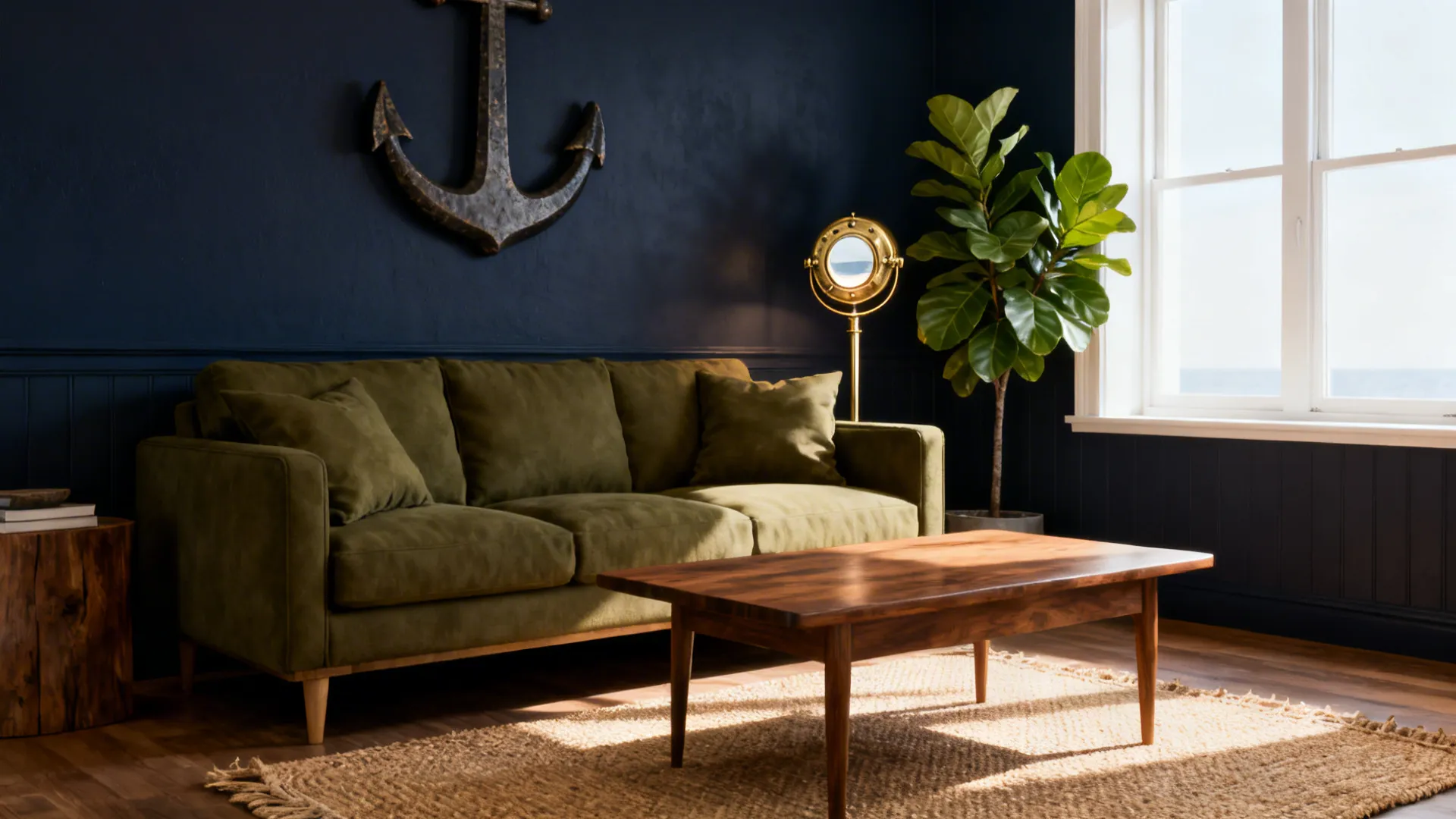 Olive Green & Navy Blue Living Room Ideas