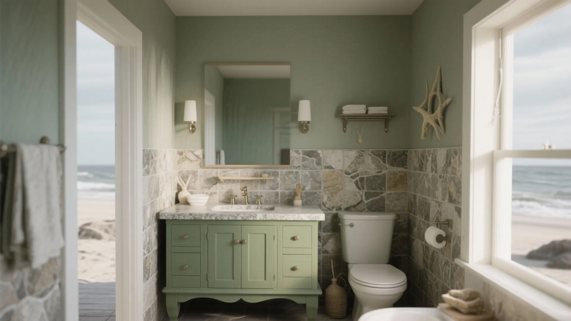 4. Olive Green with Natural Stone